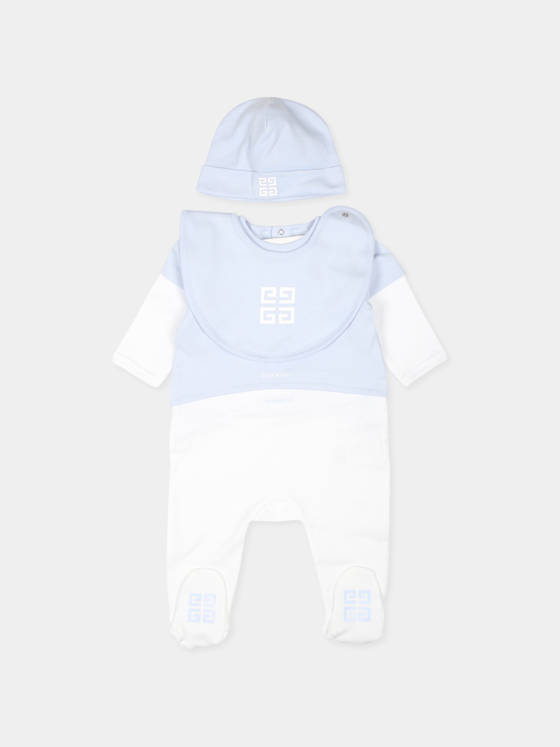 Set tutina celeste per neonato con iconico motivo 4G,Givenchy Kids,H30513 771