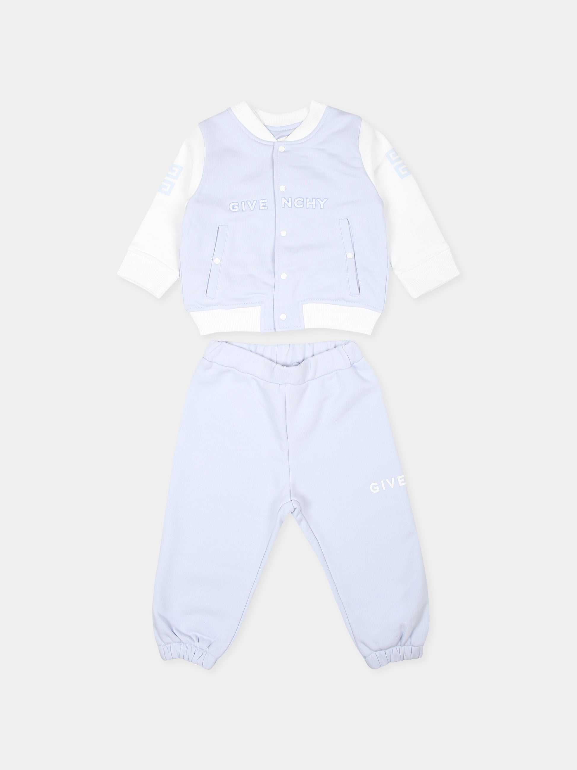 Completo celeste per neonato con logo,Givenchy Kids,H30571 771