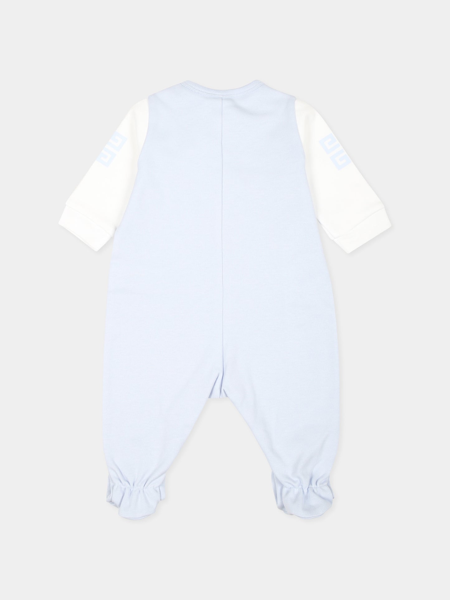 Set tutina celeste per neonato con logo e iconico motivo 4G,Givenchy Kids,H30514 771