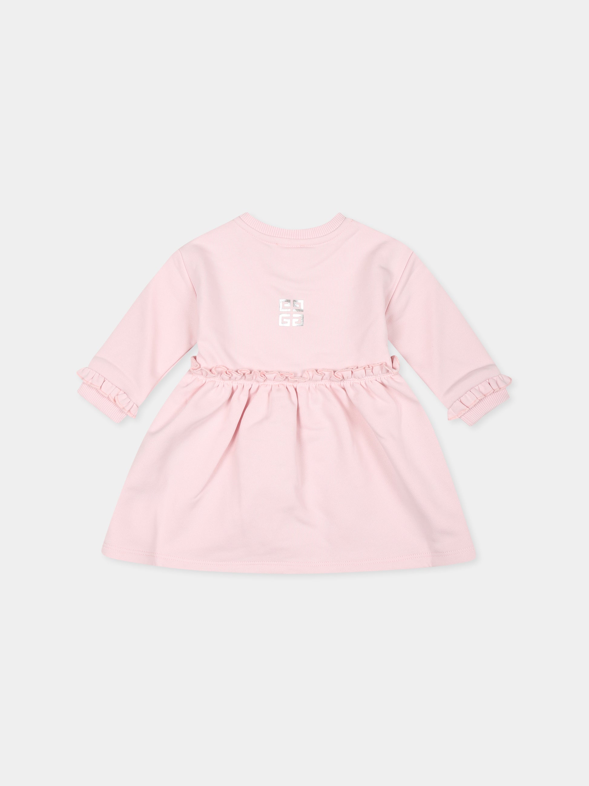 Vestito rosa per bambina con logo e iconico motivo 4G,Givenchy Kids,H30481 44Z