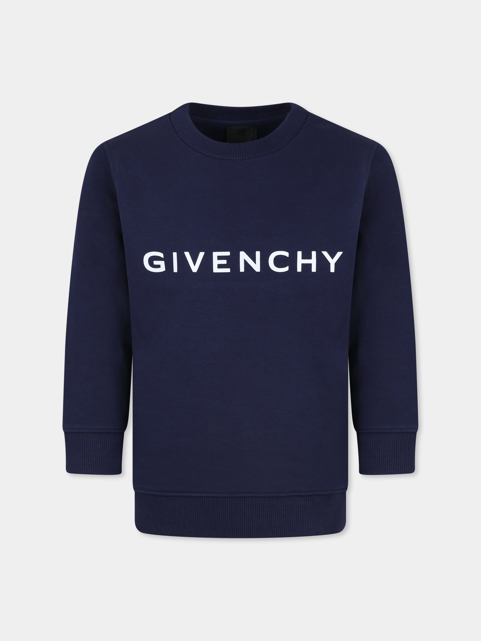 Felpa blu per bambini con logo,Givenchy Kids,H30324 85T