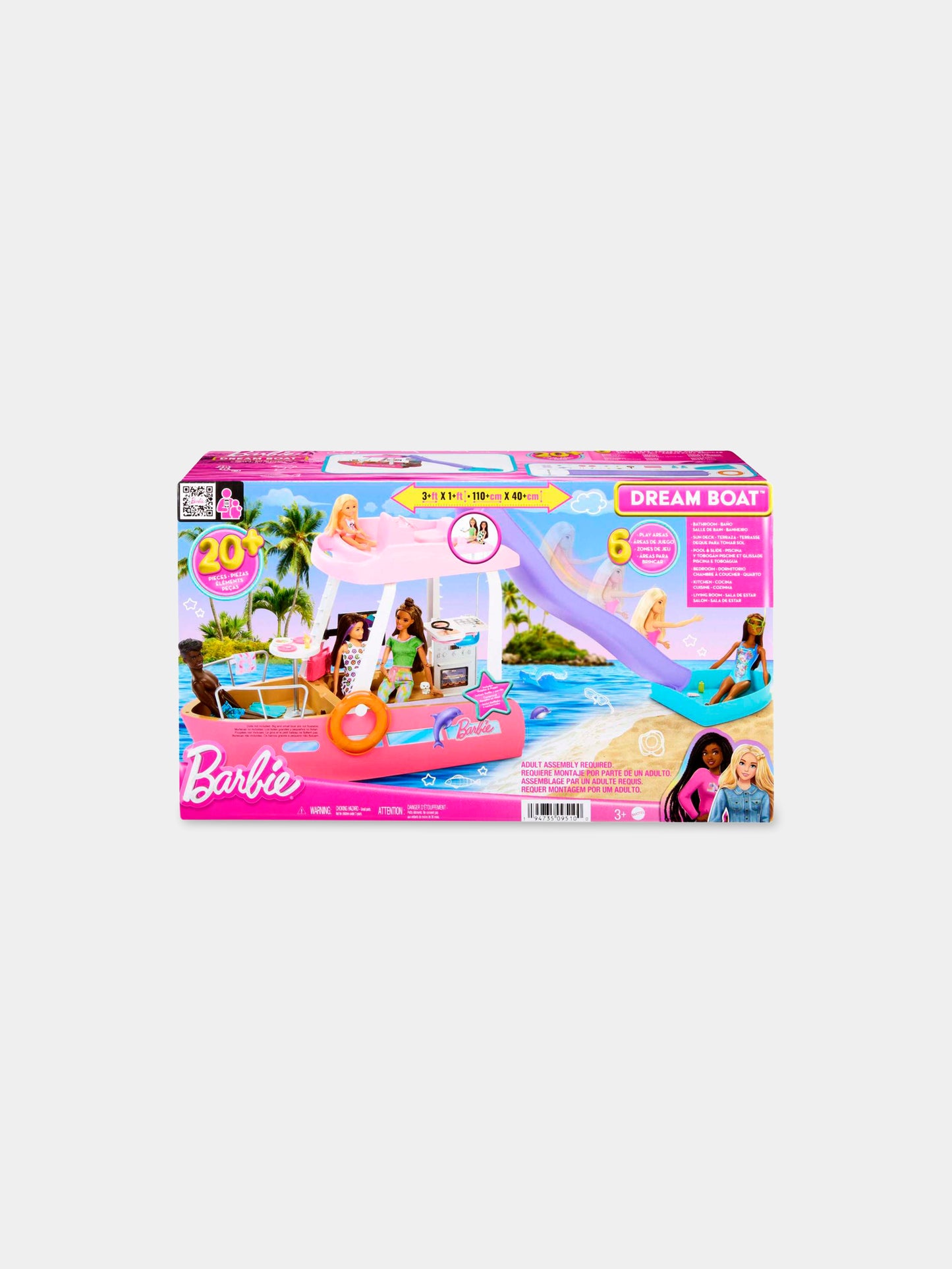 Barca dei sogni fucsia per bambina con piscina,Barbie,HJV37