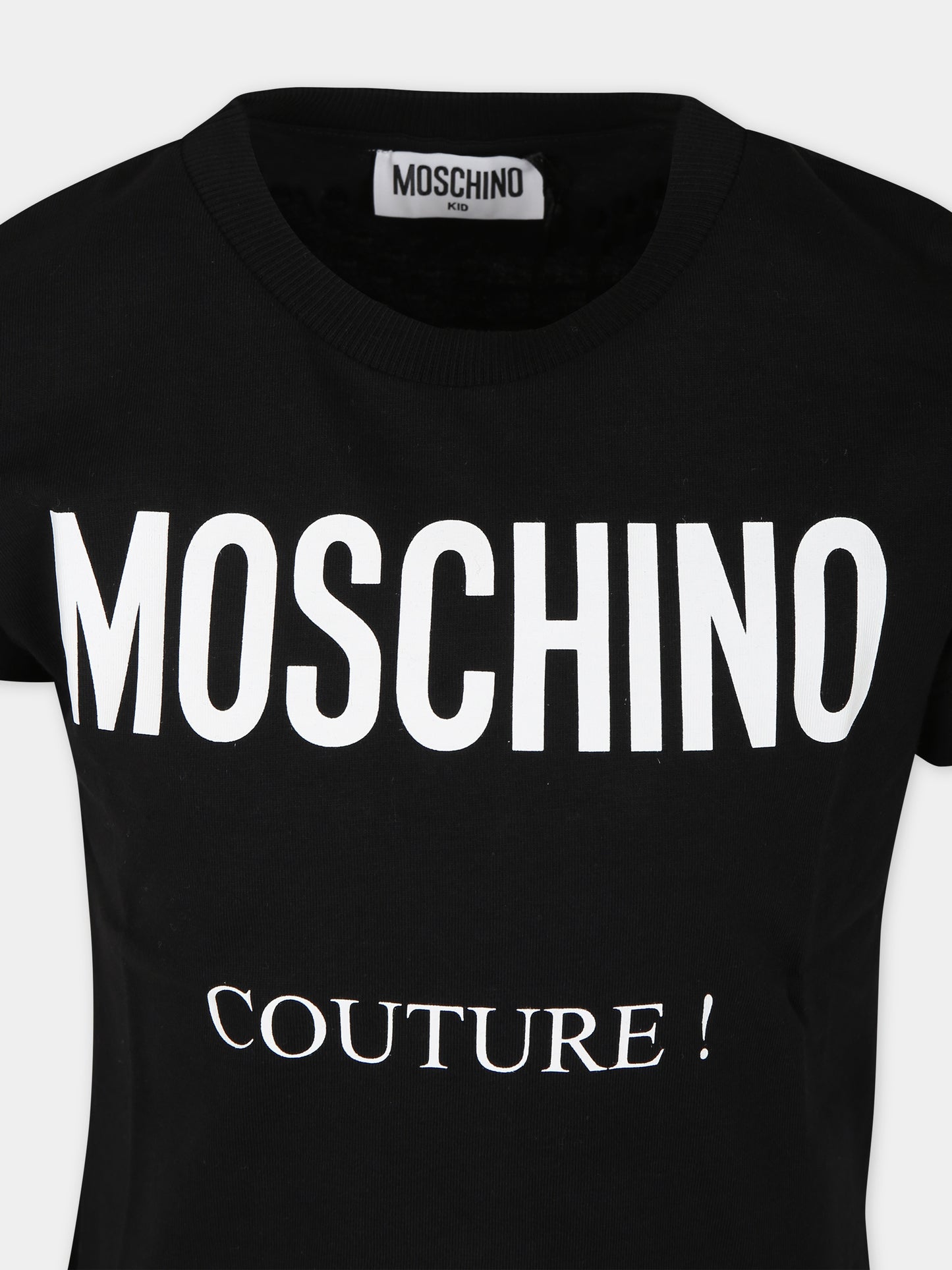 T-shirt nera per bambini con logo,Moschino Kids,H5M03U LAA10 60100