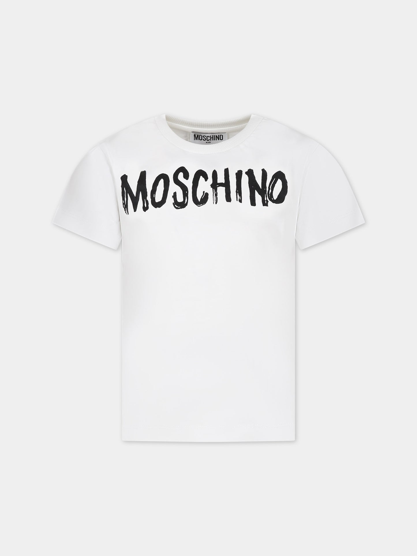 T-shirt bianca per bambini con logo,Moschino Kids,H7M03L LAA01 10101