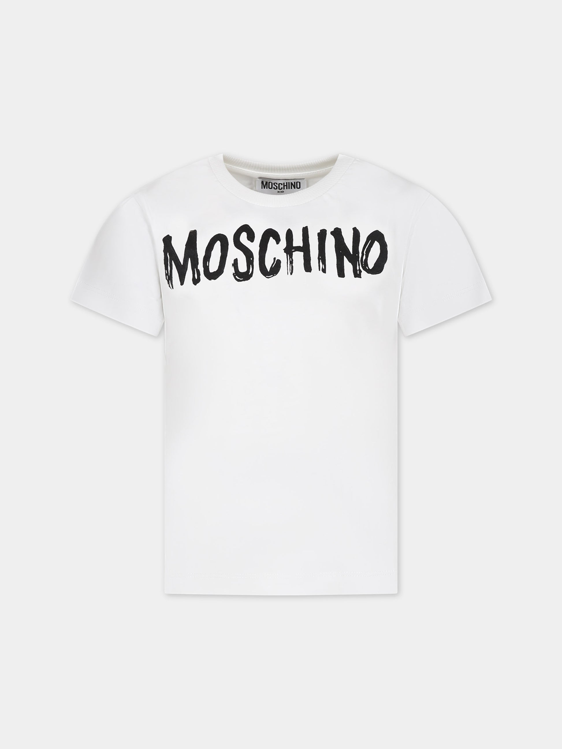 T-shirt bianca per bambini con logo,Moschino Kids,H7M03L LAA01 10101