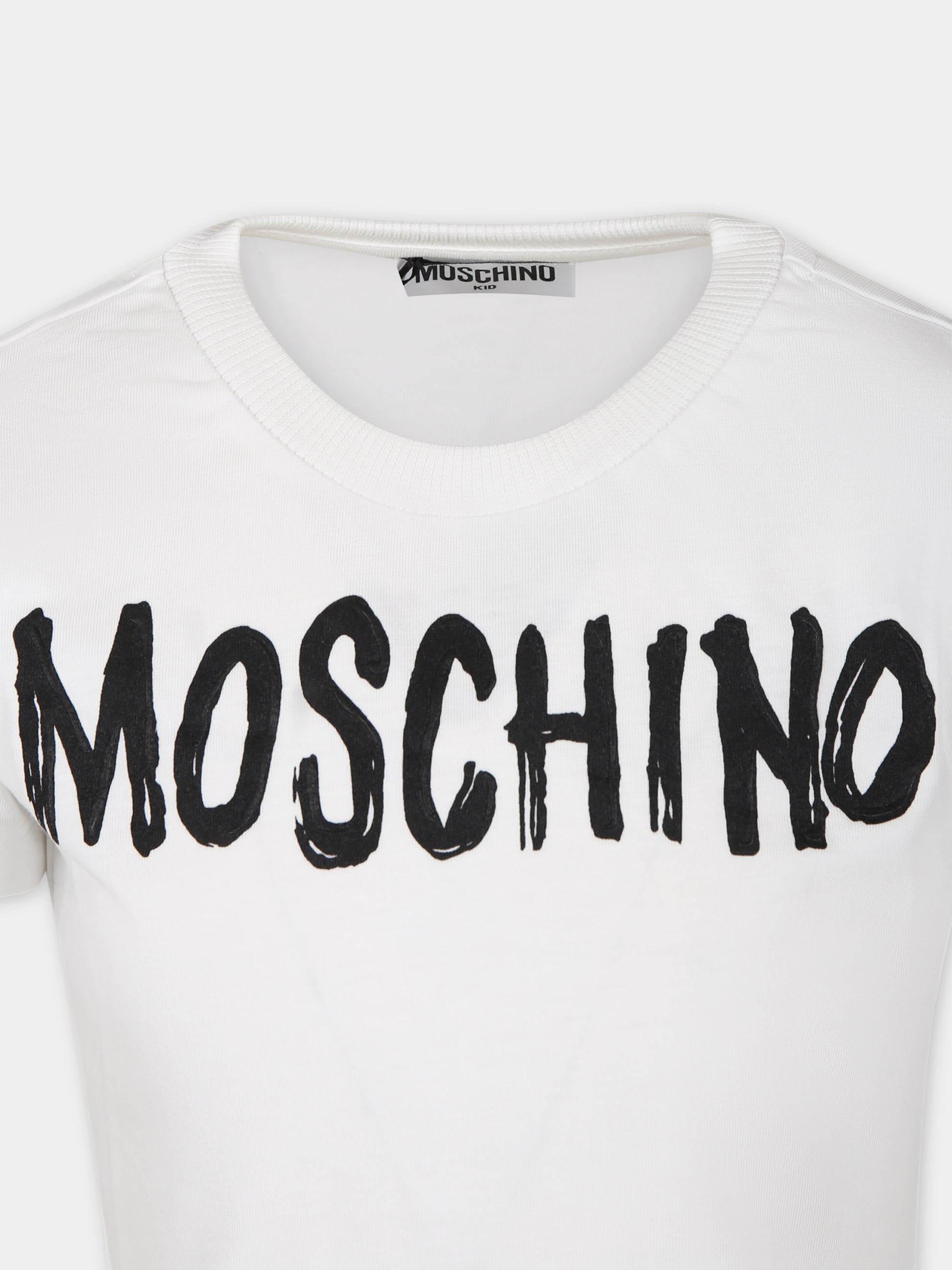 T-shirt bianca per bambini con logo,Moschino Kids,H7M03L LAA01 10101