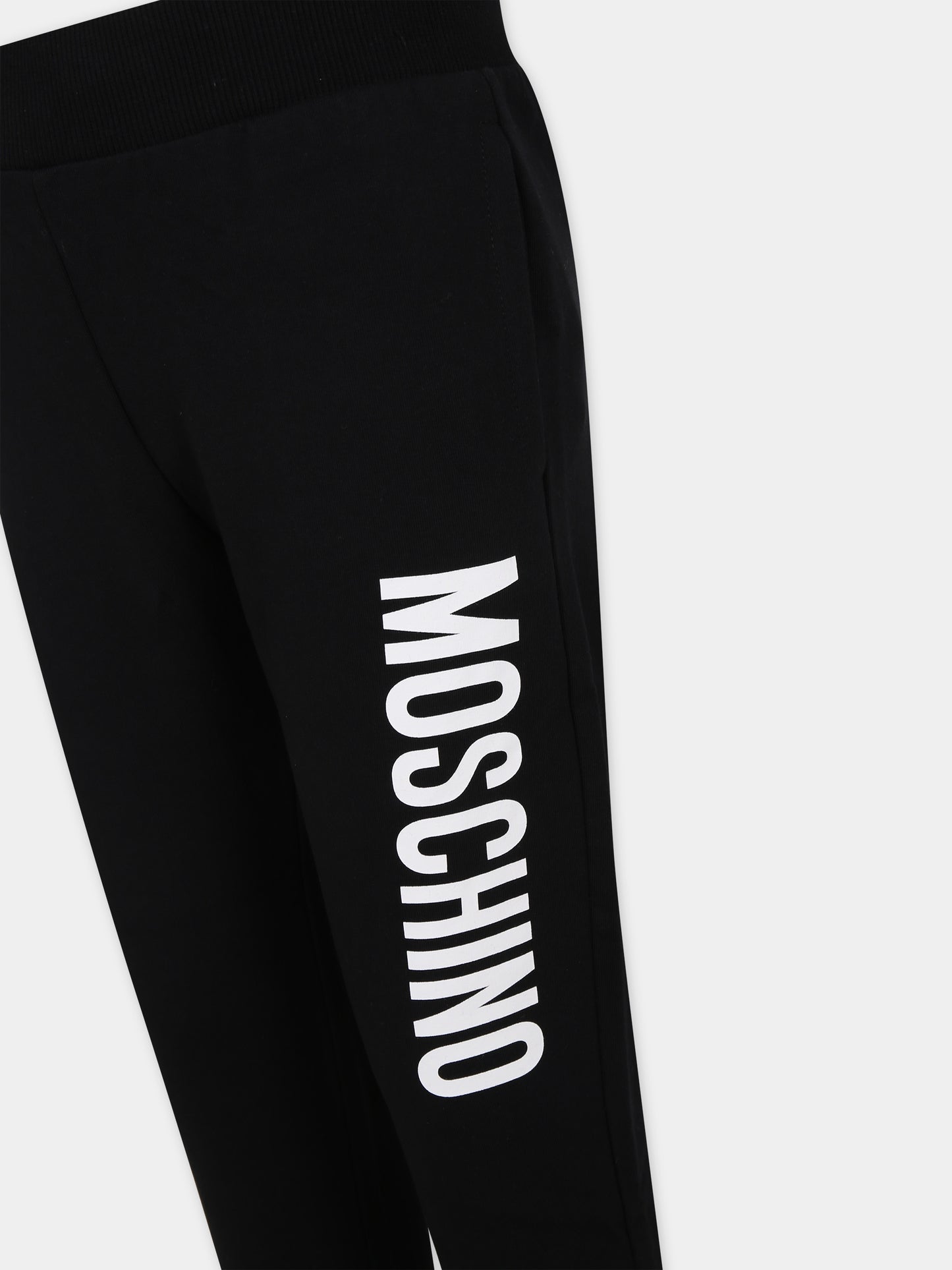 Pantaloni neri per bambina con logo,Moschino Kids,HOP057 LDA26 60100