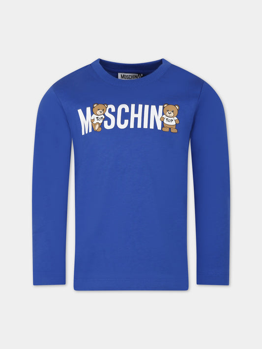 T-shirt blu per bambina con Teddy Bears,Moschino Kids,HUO00R LAA20 40457