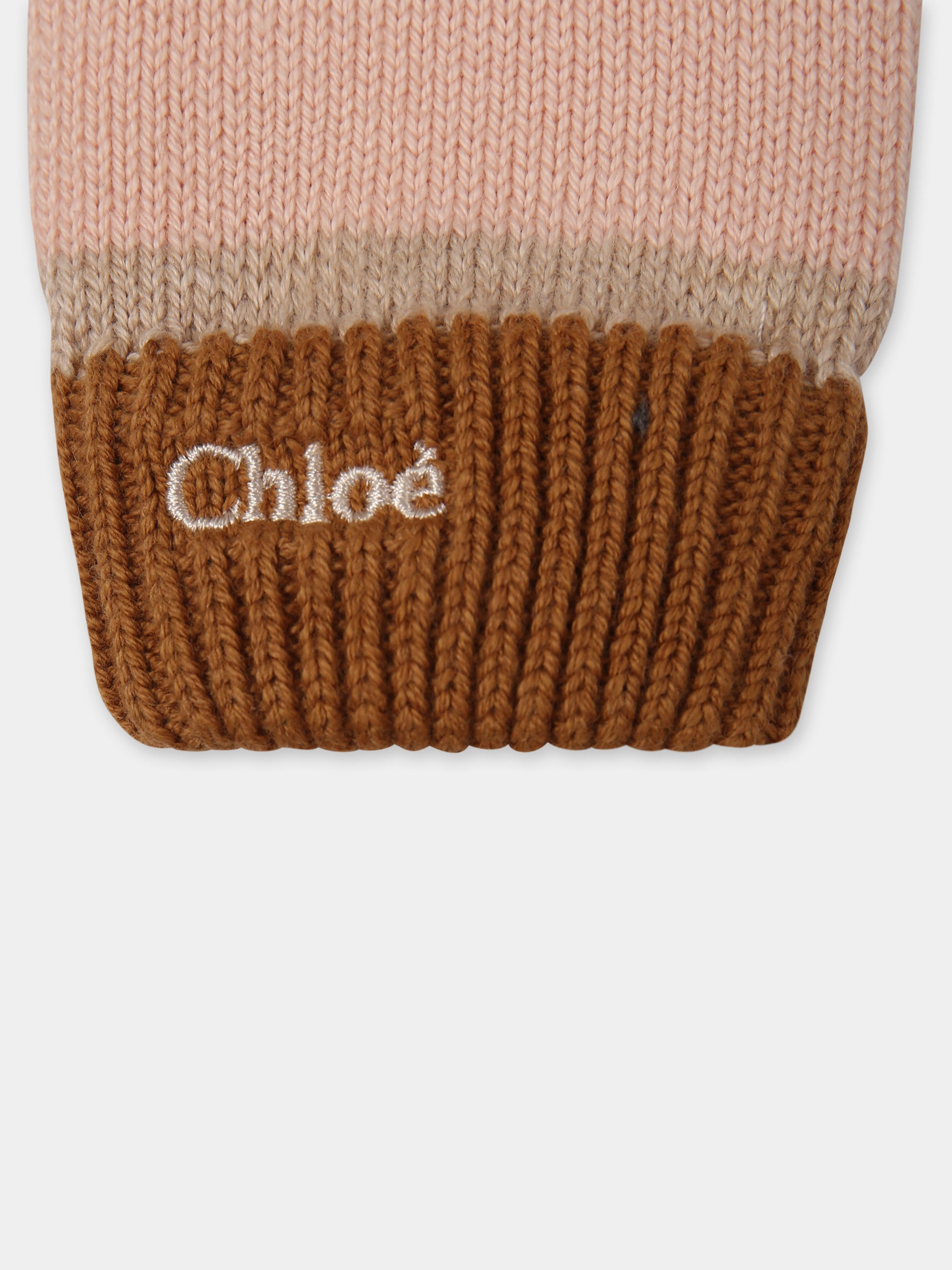 Guanti rosa per bambina con logo,Chloé Kids,C20278 45K