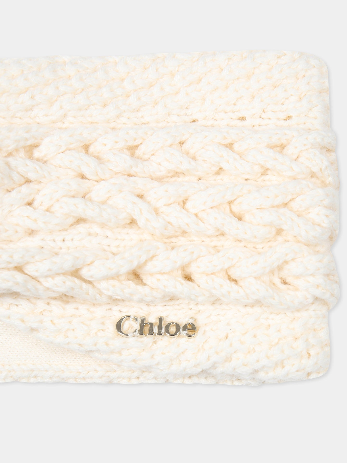 Fascia avorio per bambina con logo,Chloé Kids,C20375 148