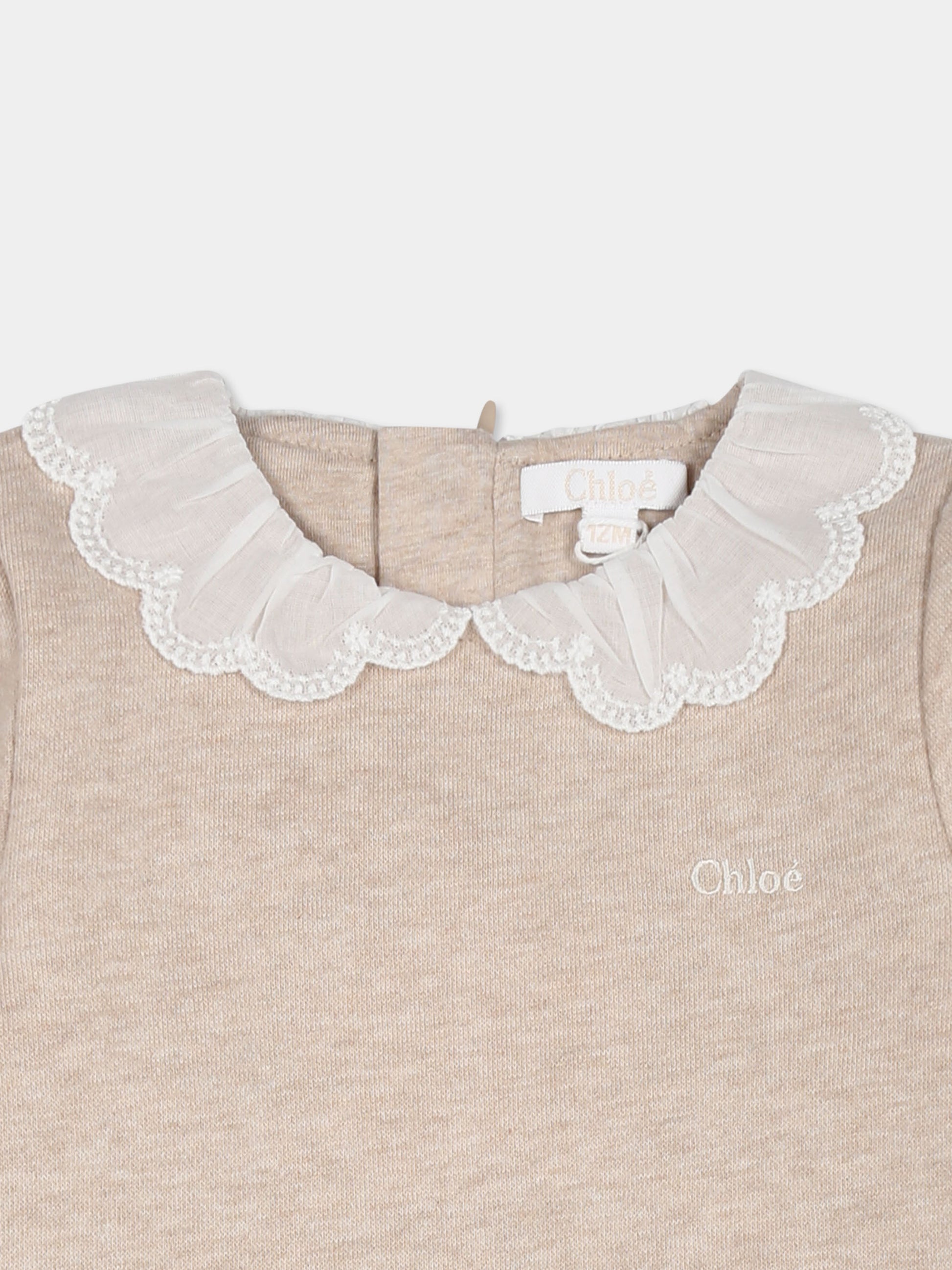 Vestito beige per neonata con logo,Chloé Kids,C20295 C03