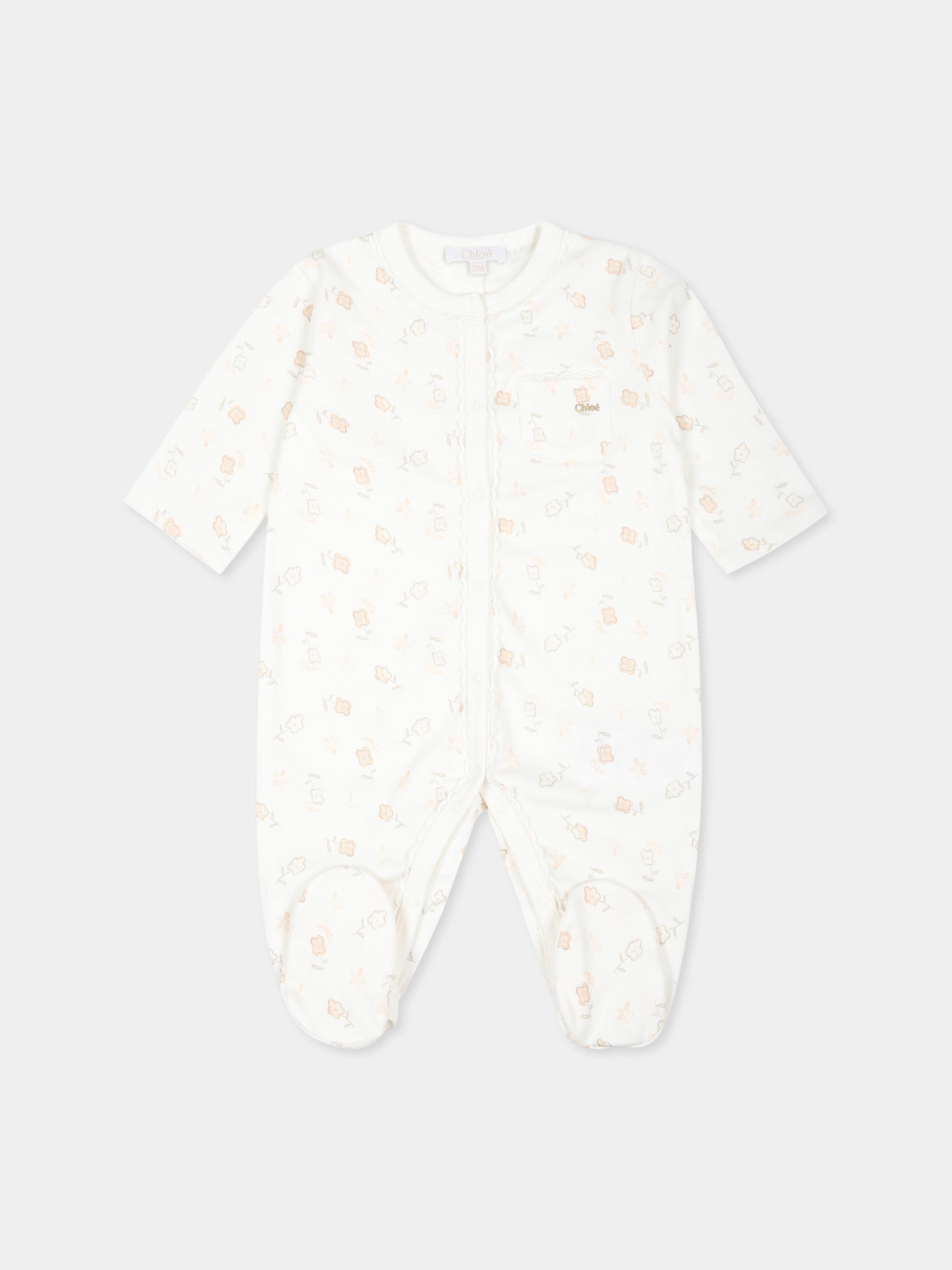 Set tutina avorio per neonata con logo,Chloé Kids,C20333 N34