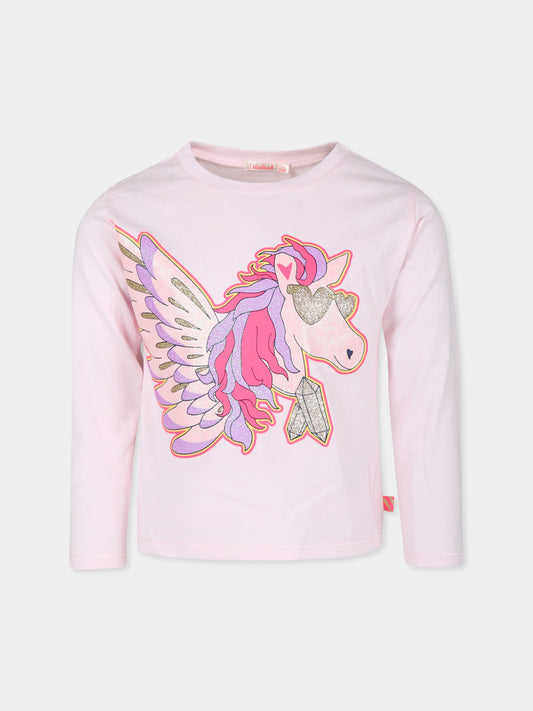 T-shirt rosa per bambina con unicorno,Billieblush,U20478 44L