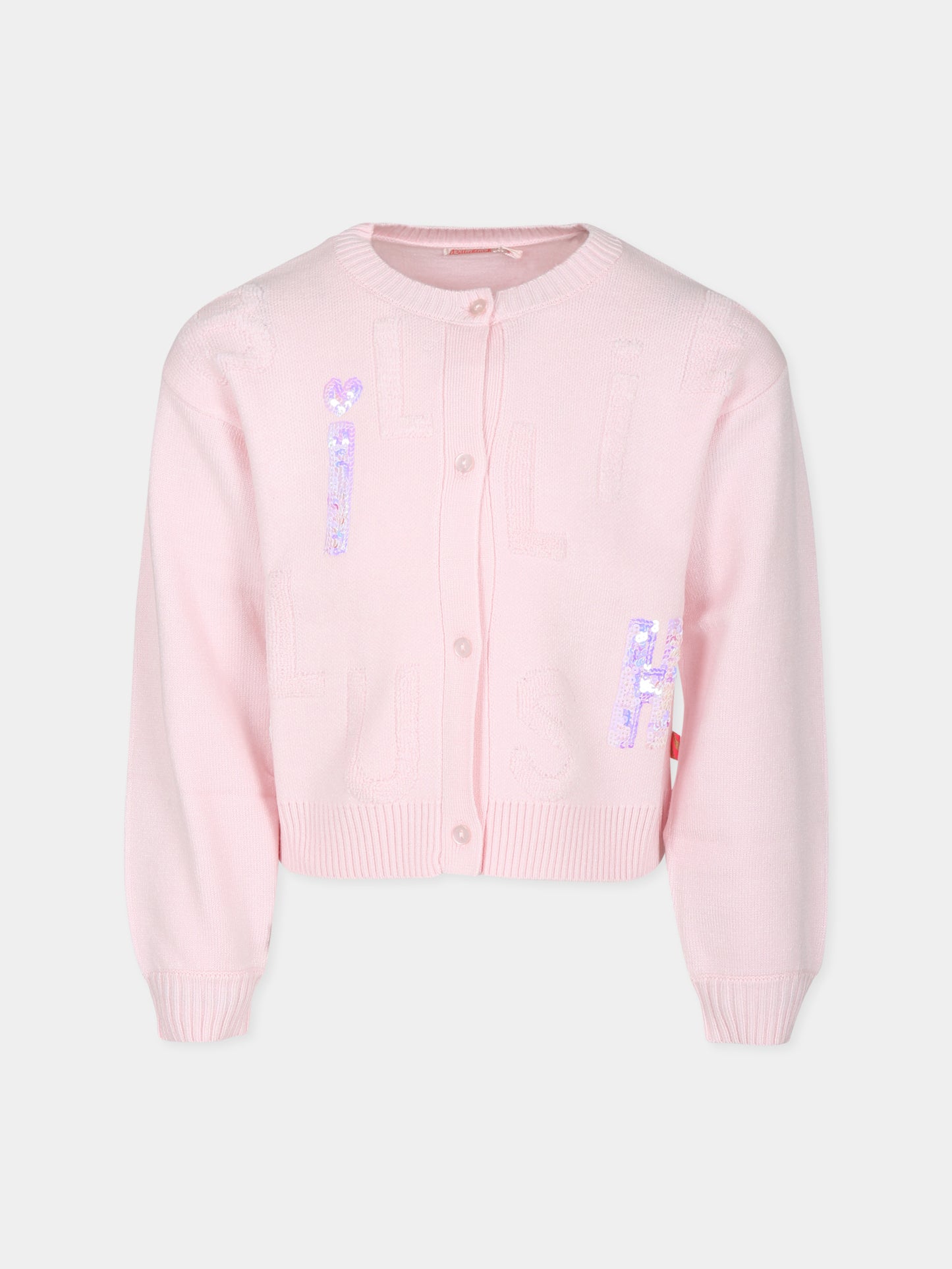 Cardigan rosa per bambina con logo,Billieblush,U20458 44L