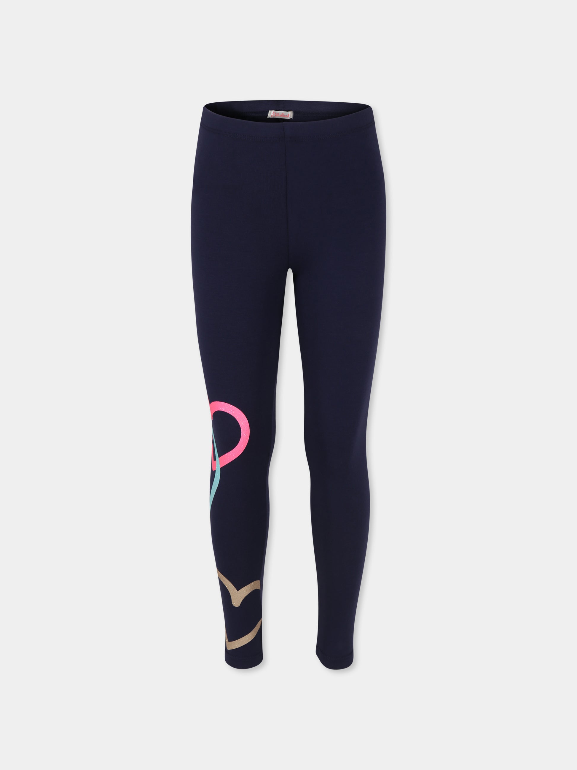 Leggings blu per bambina con cuori,Billieblush,U20443 85T