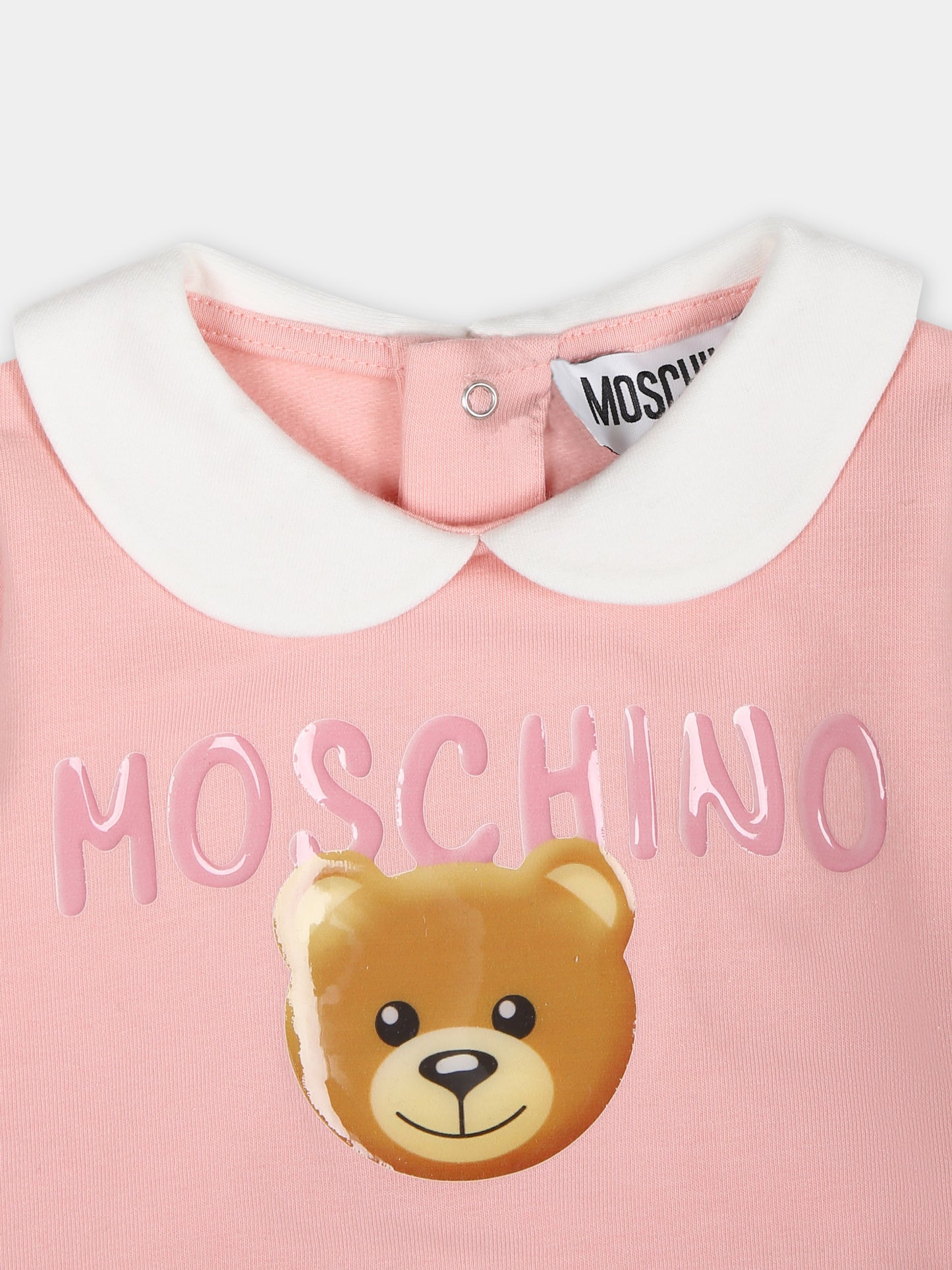 Tutina rosa per neonata con Teddy Bear e logo,Moschino Kids,MUT03J LDA17 50209