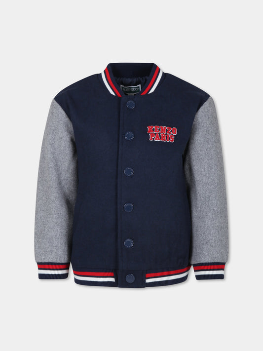 Bomber blu per bambino con logo,Kenzo Kids,K60824 84A