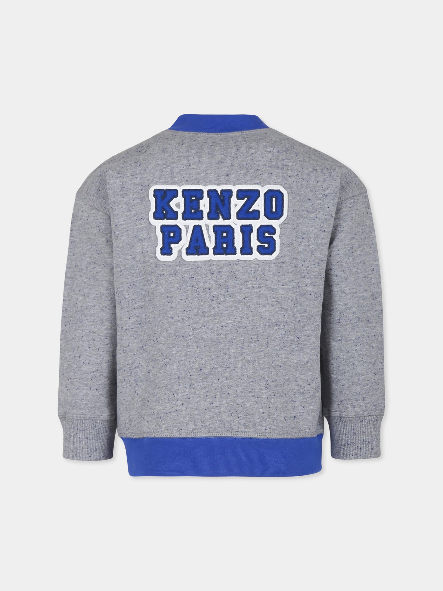 Cardigan grigio per bambino con K Flower logo,Kenzo Kids,K60827 A31