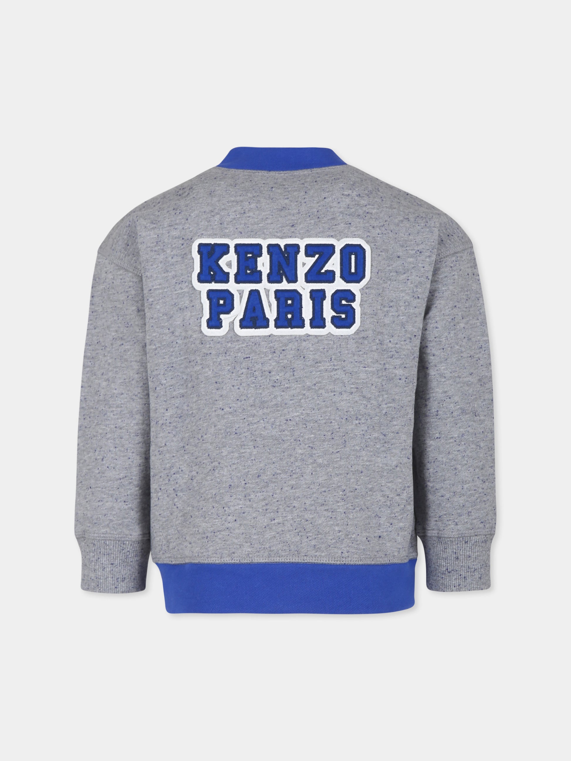 Cardigan grigio per bambino con K Flower logo,Kenzo Kids,K60827 A31