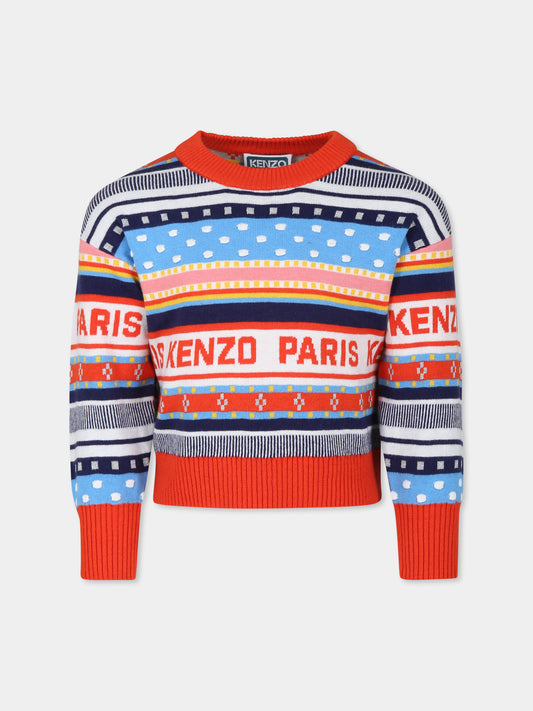 Maglione multicolor per bambino con logo,Kenzo Kids,K60666 121