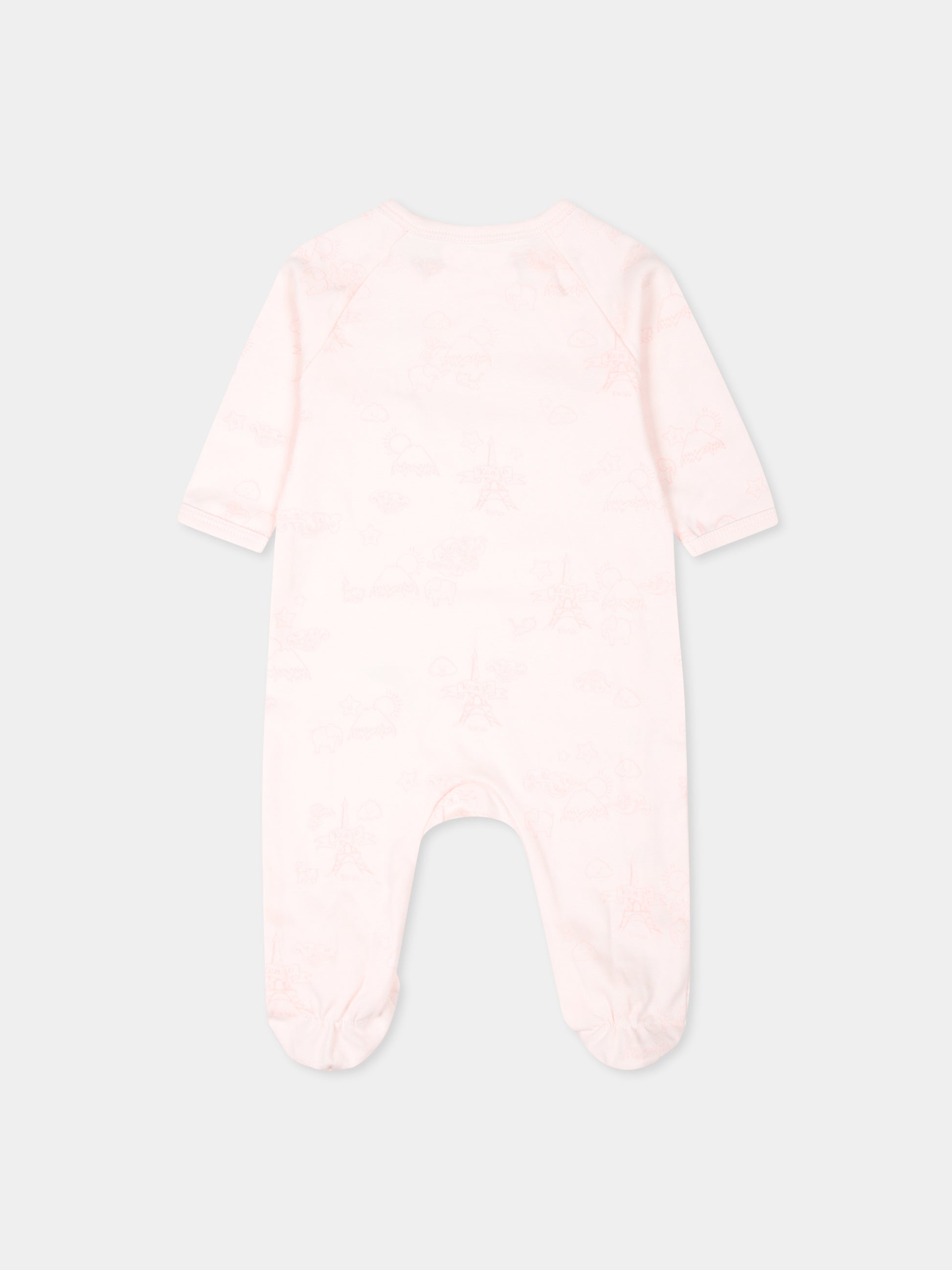 Set tutina rosa per neonata con Tour Eiffel e logo,Kenzo Kids,K60456 47R