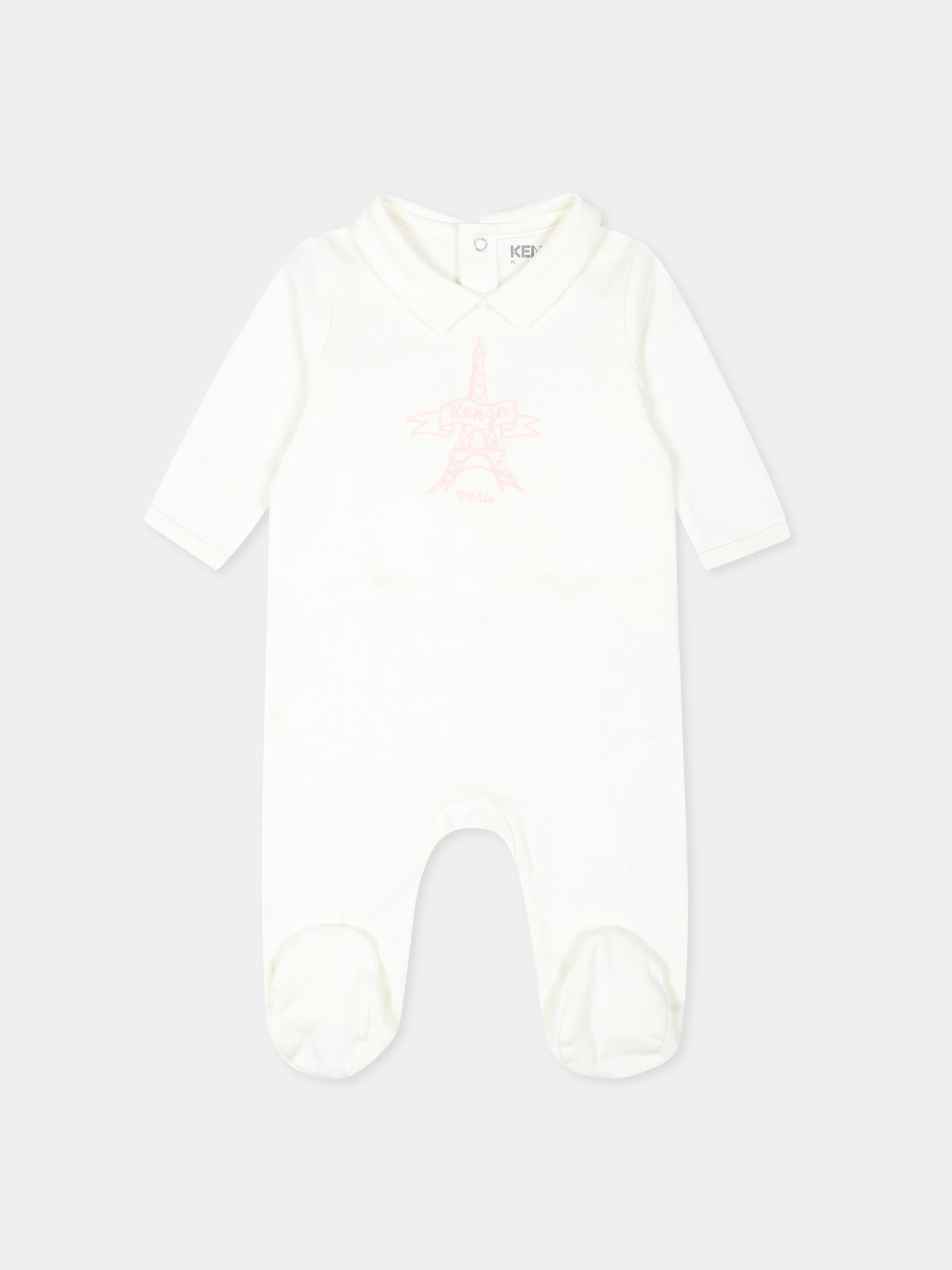 Set tutina rosa per neonata con Tour Eiffel e logo,Kenzo Kids,K60456 47R