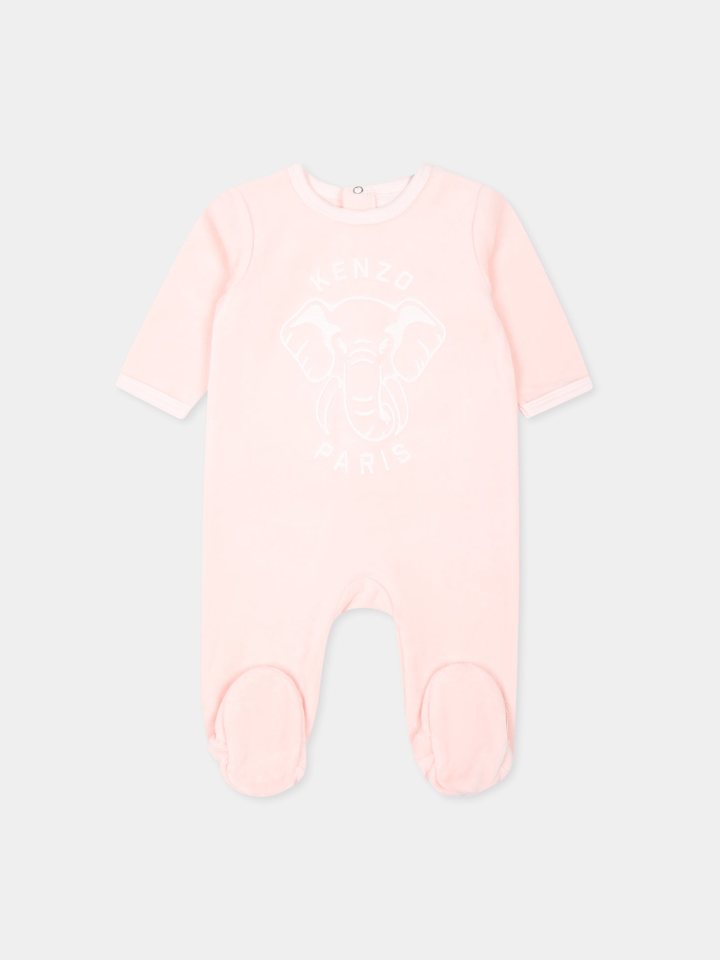 Set tutina rosa per neonata con elefante e logo,Kenzo Kids,K60454 46T