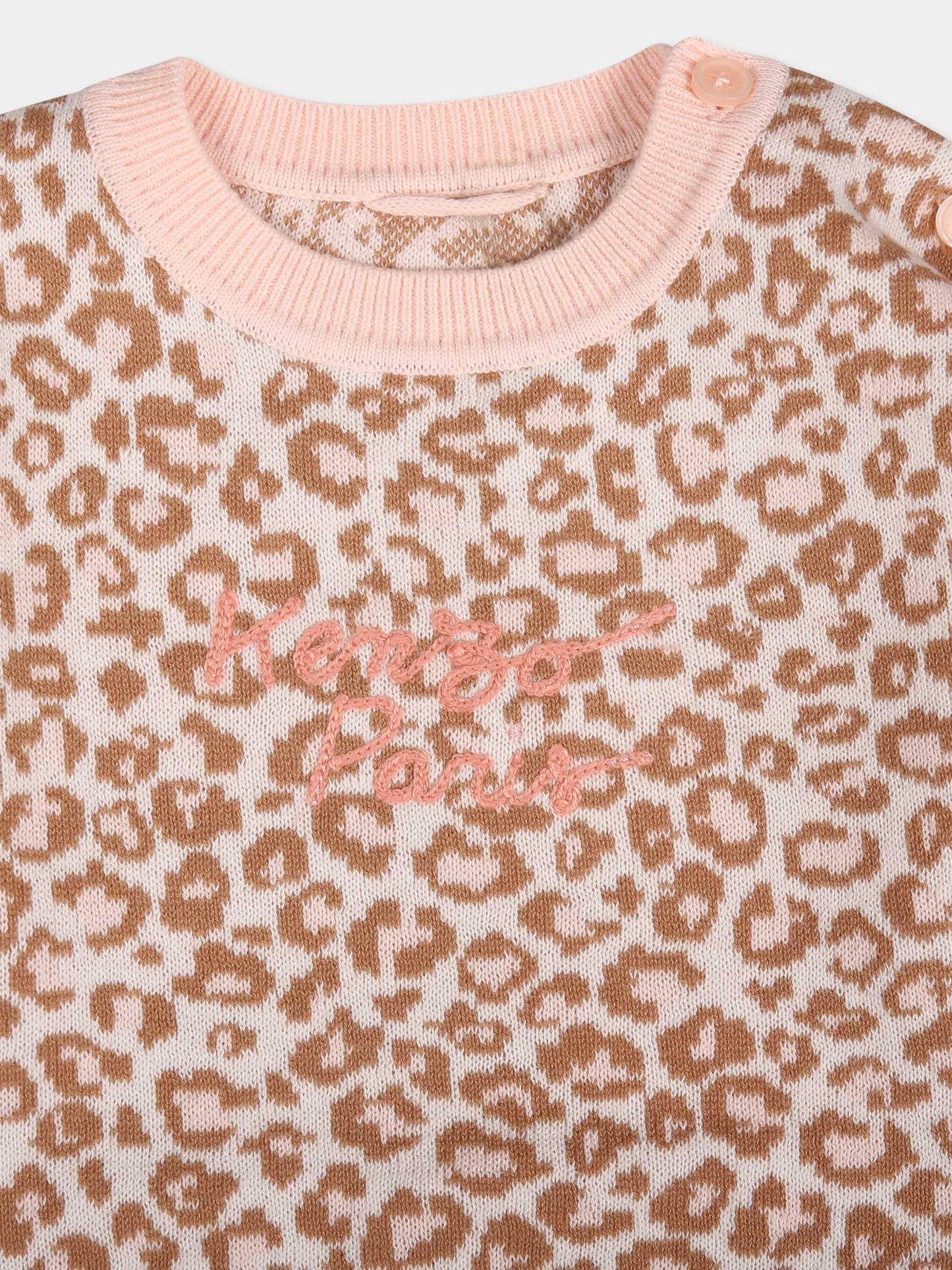 Completo nascita rosa per neonata con stampa floreale e logo,Kenzo Kids,K60426 46T