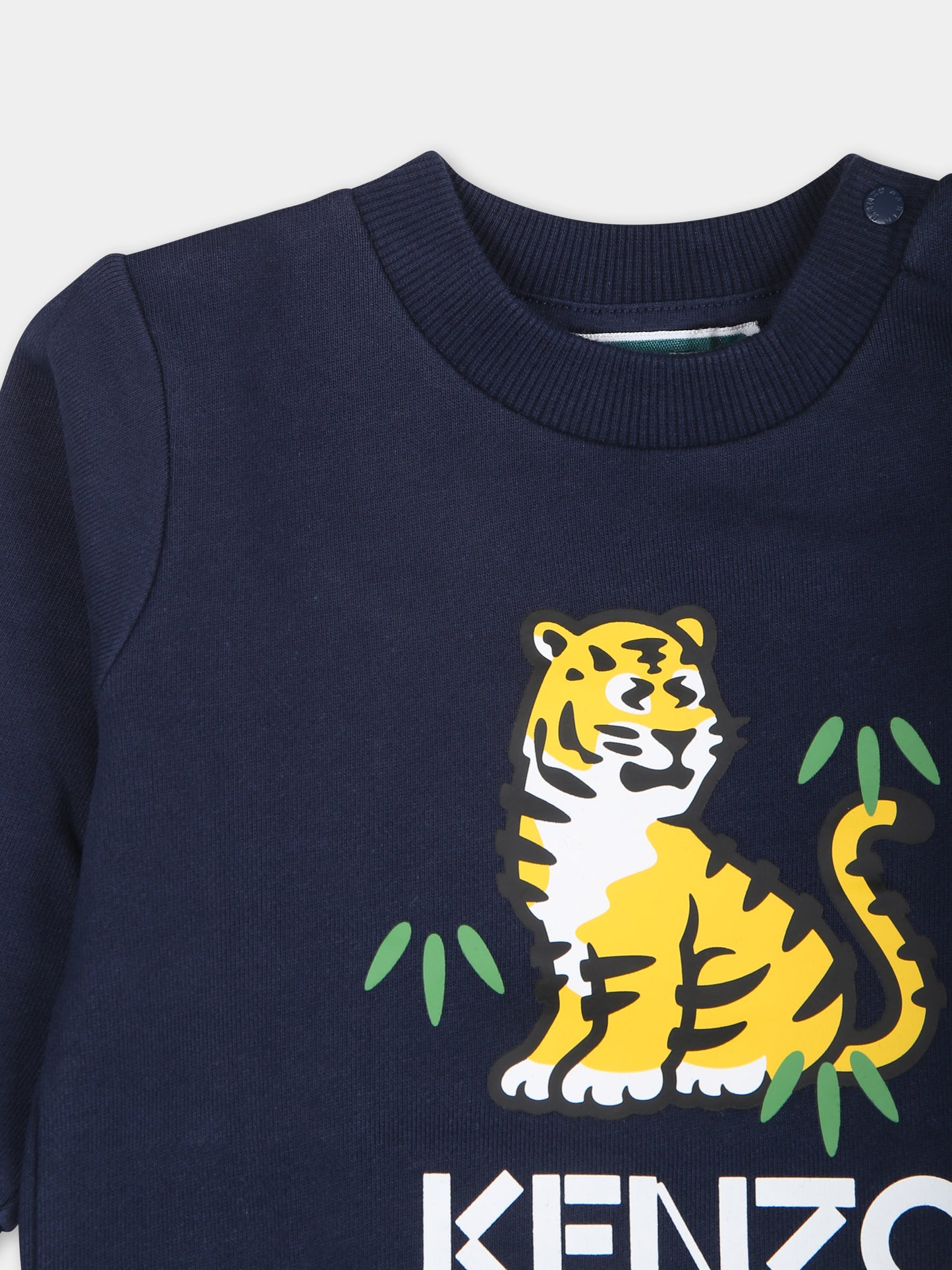 Felpa blu per neonato con tigre Kotora,Kenzo Kids,K60516 84A