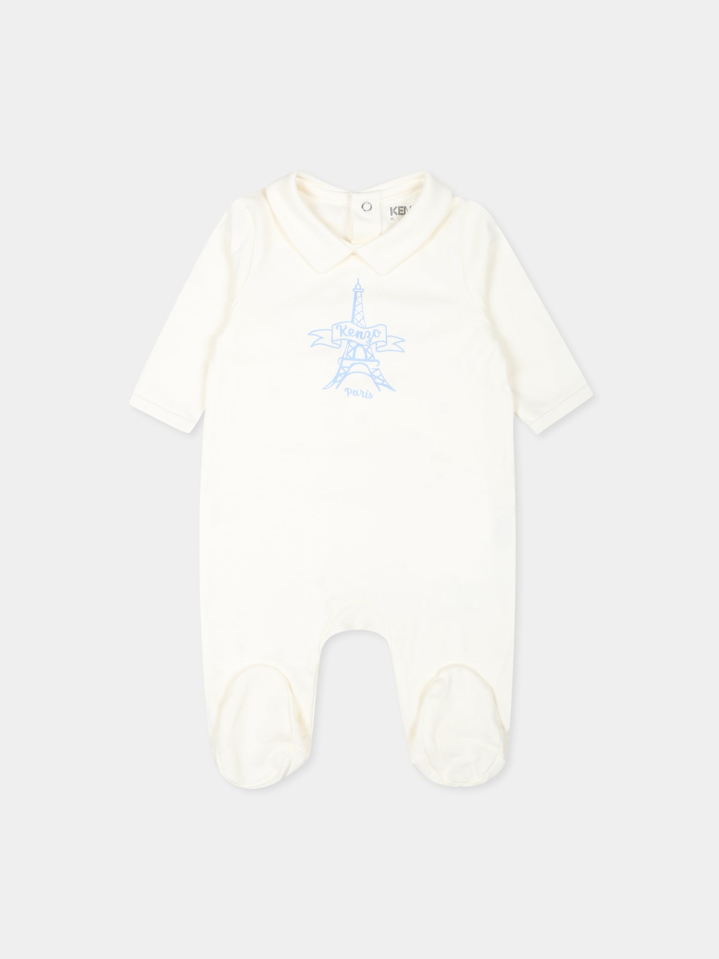 Set tutina celeste per neonato con Tour Eiffel e logo,Kenzo Kids,K60456 771