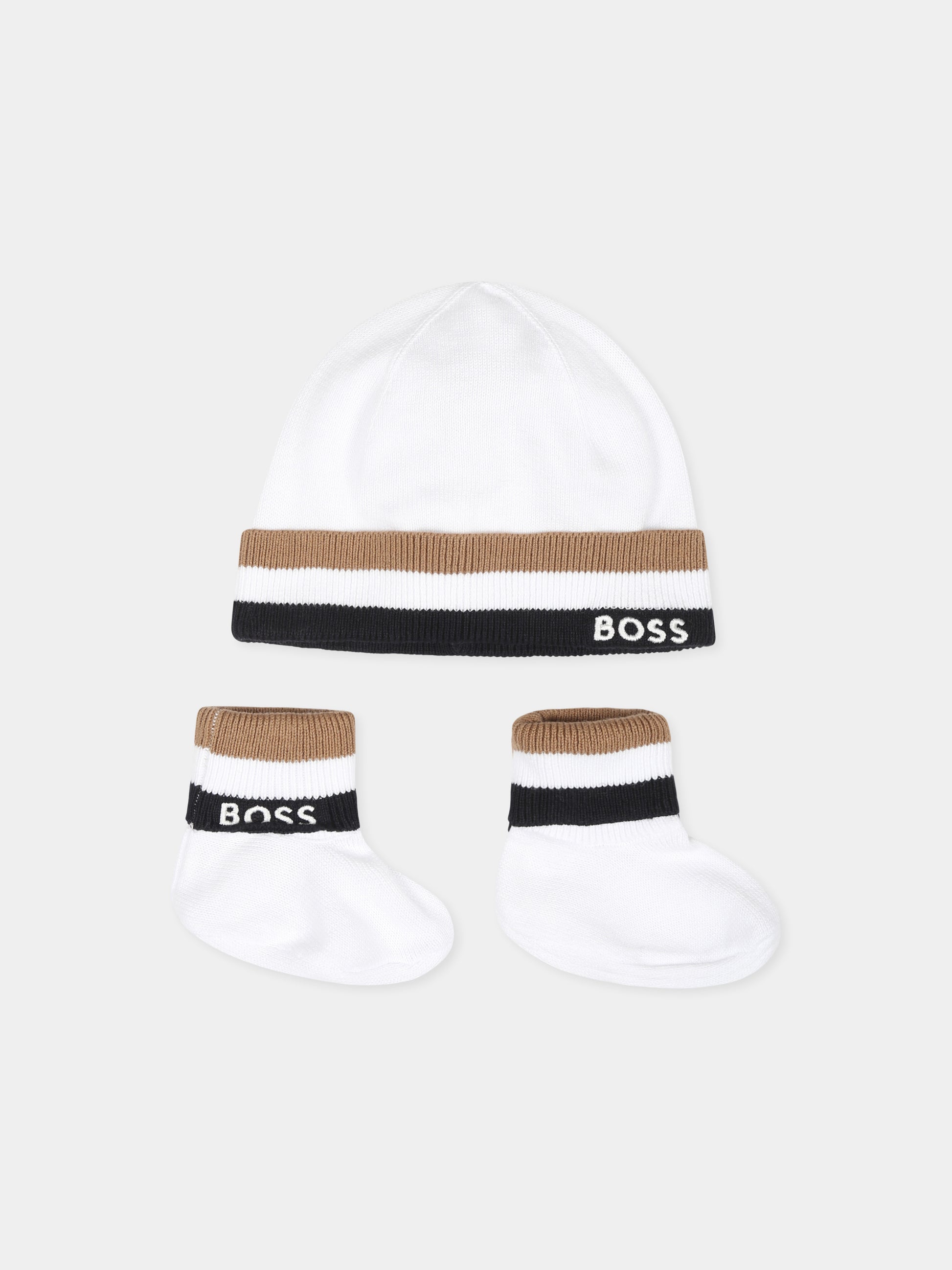 Set accessori bianco per neonato con logo,Boss,J51630 10P