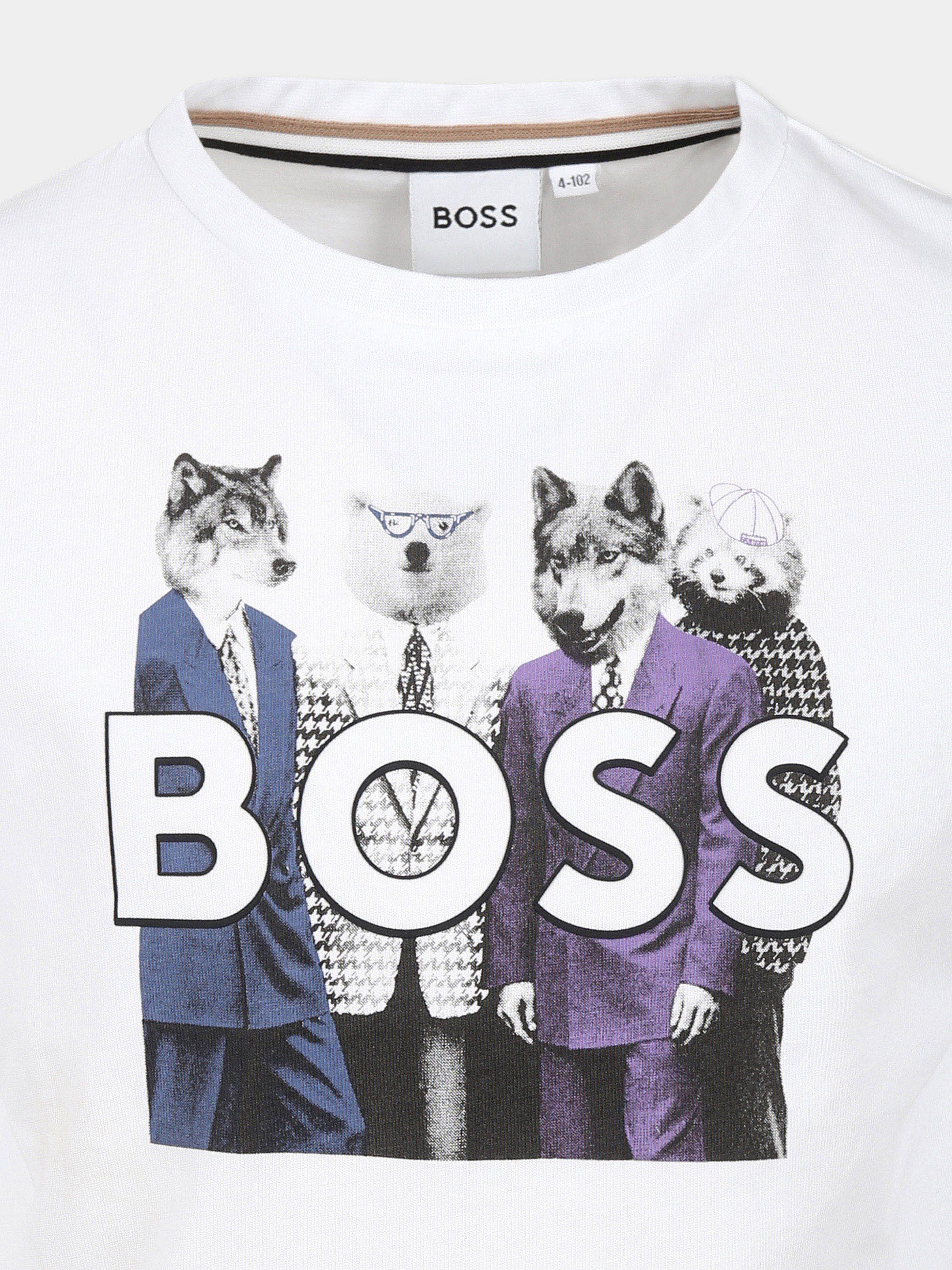 T-shirt bianca per bambino con logo,Boss,J51225 10P