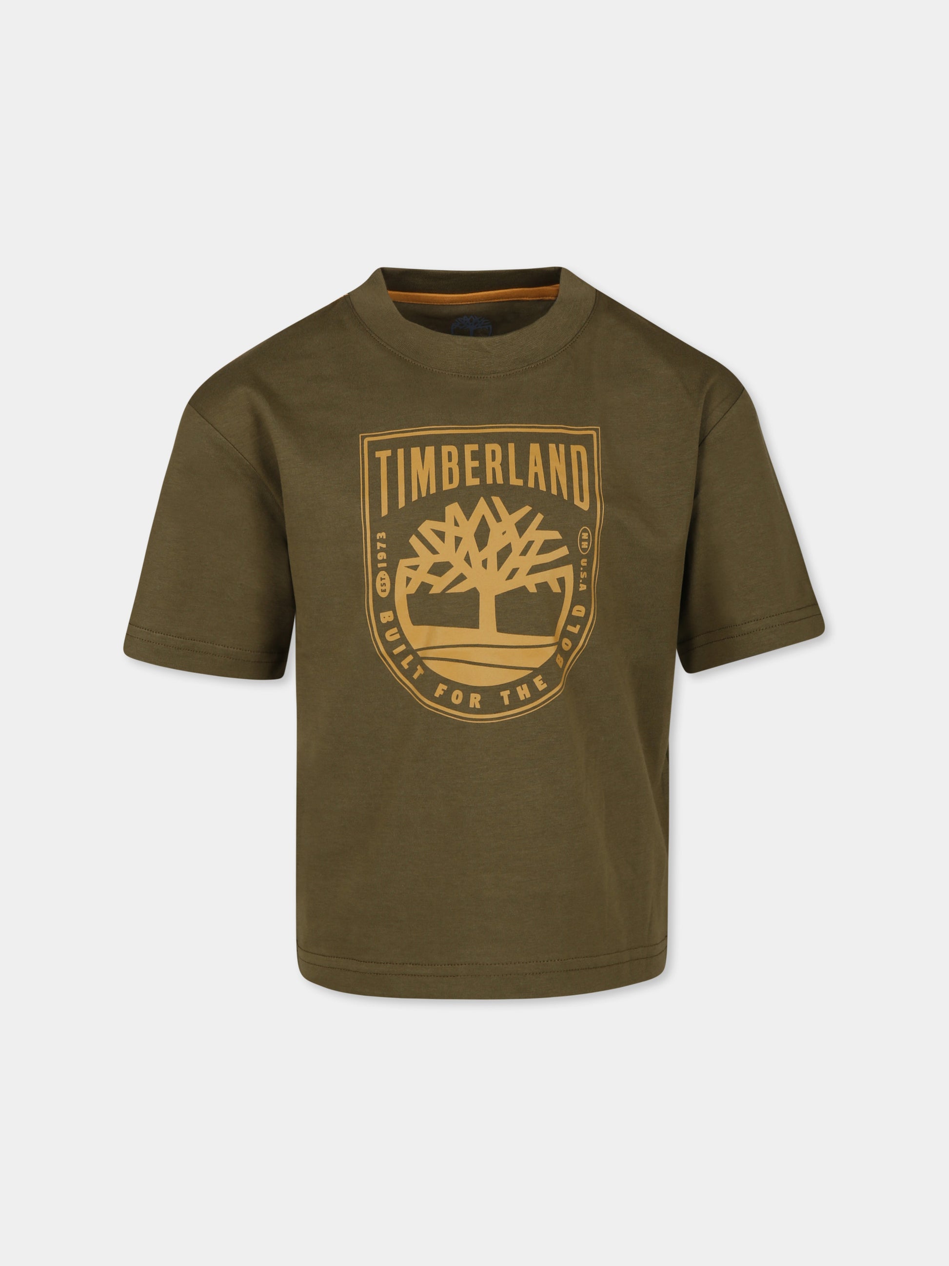 T-shirt verde per bambino con logo,Timberland,T60291 64J