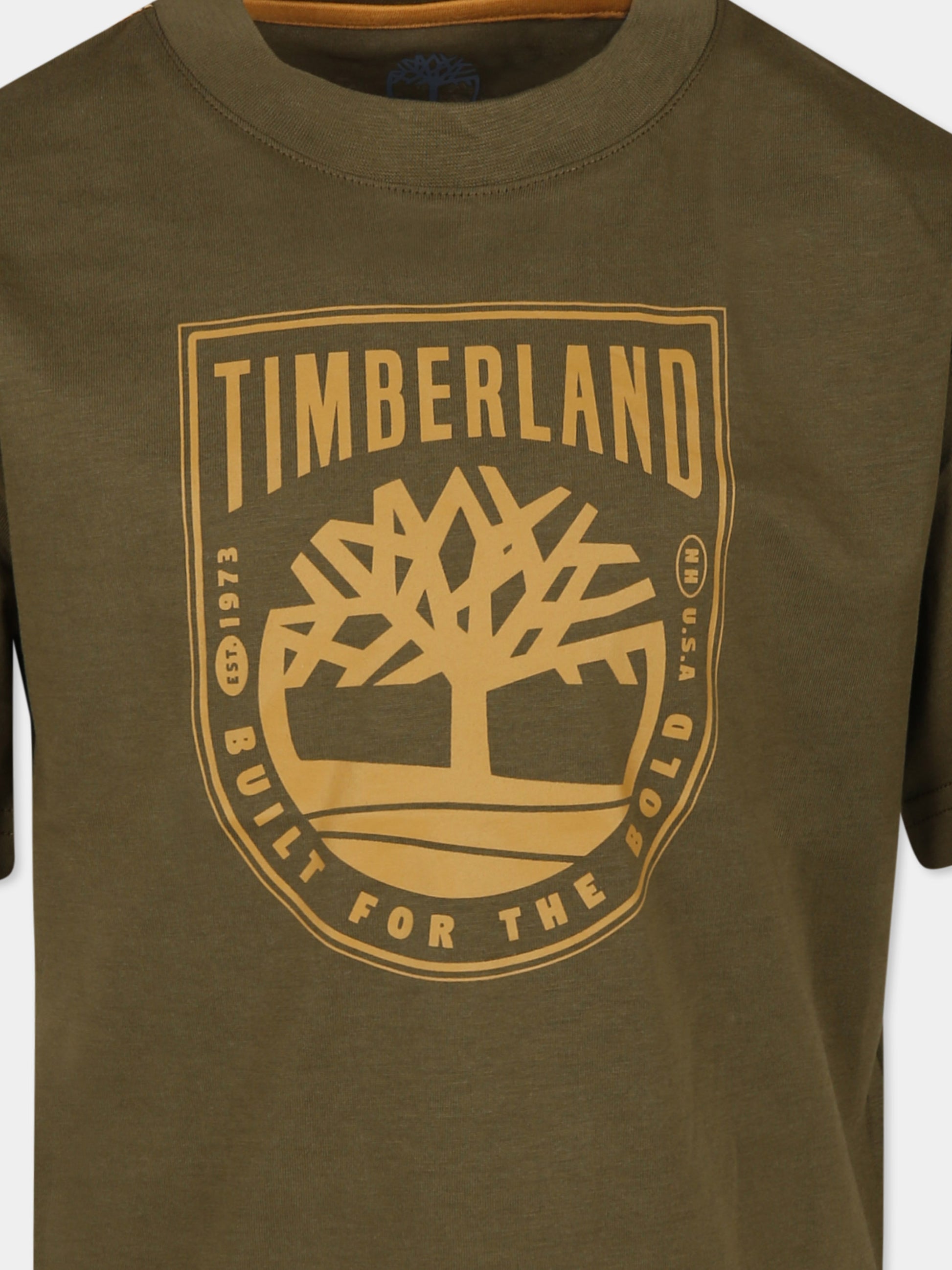 T-shirt verde per bambino con logo,Timberland,T60291 64J