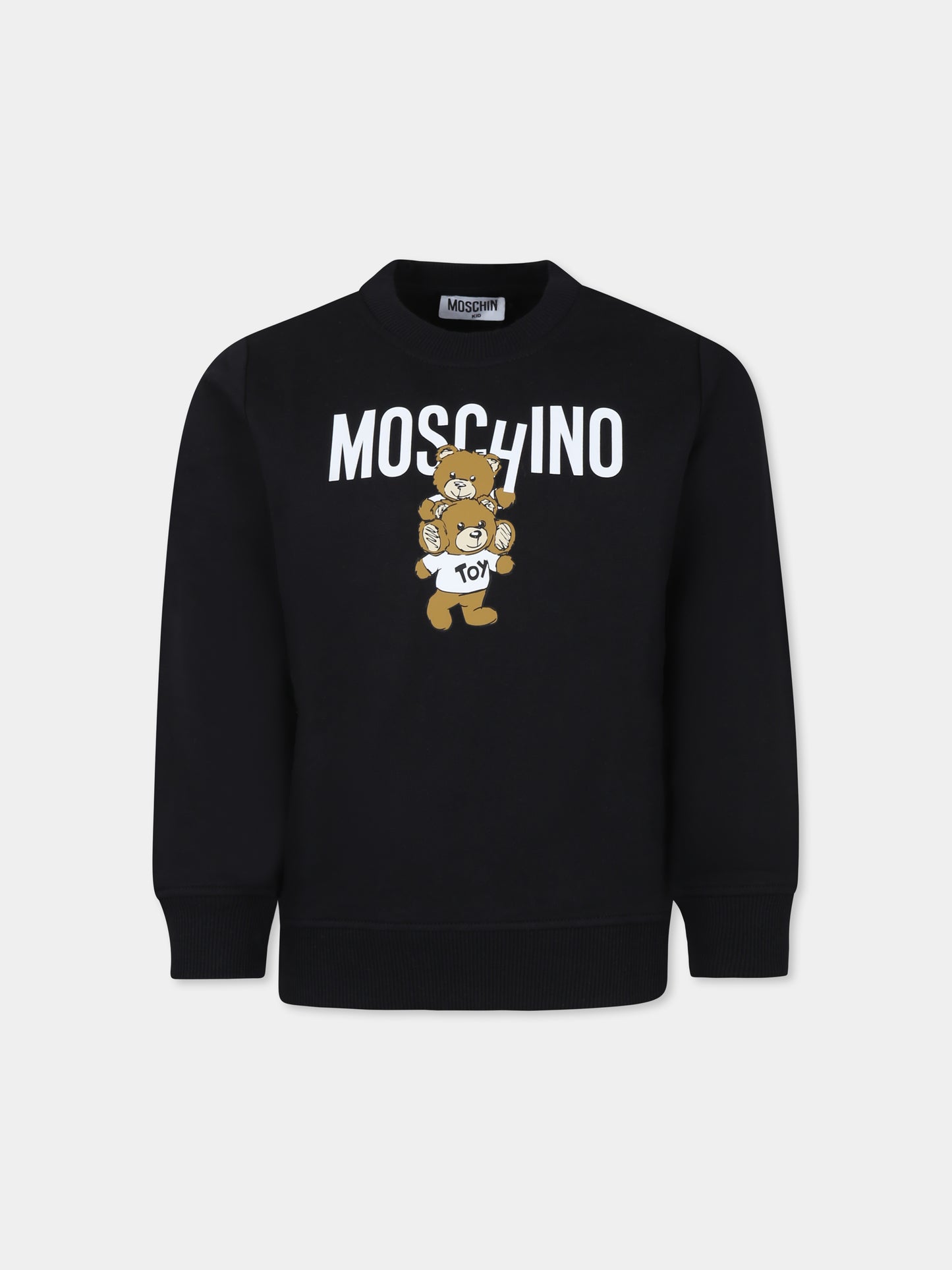 Felpa nera per bambini con due Teddy Bears,Moschino Kids,H6F05R LCA43 60100