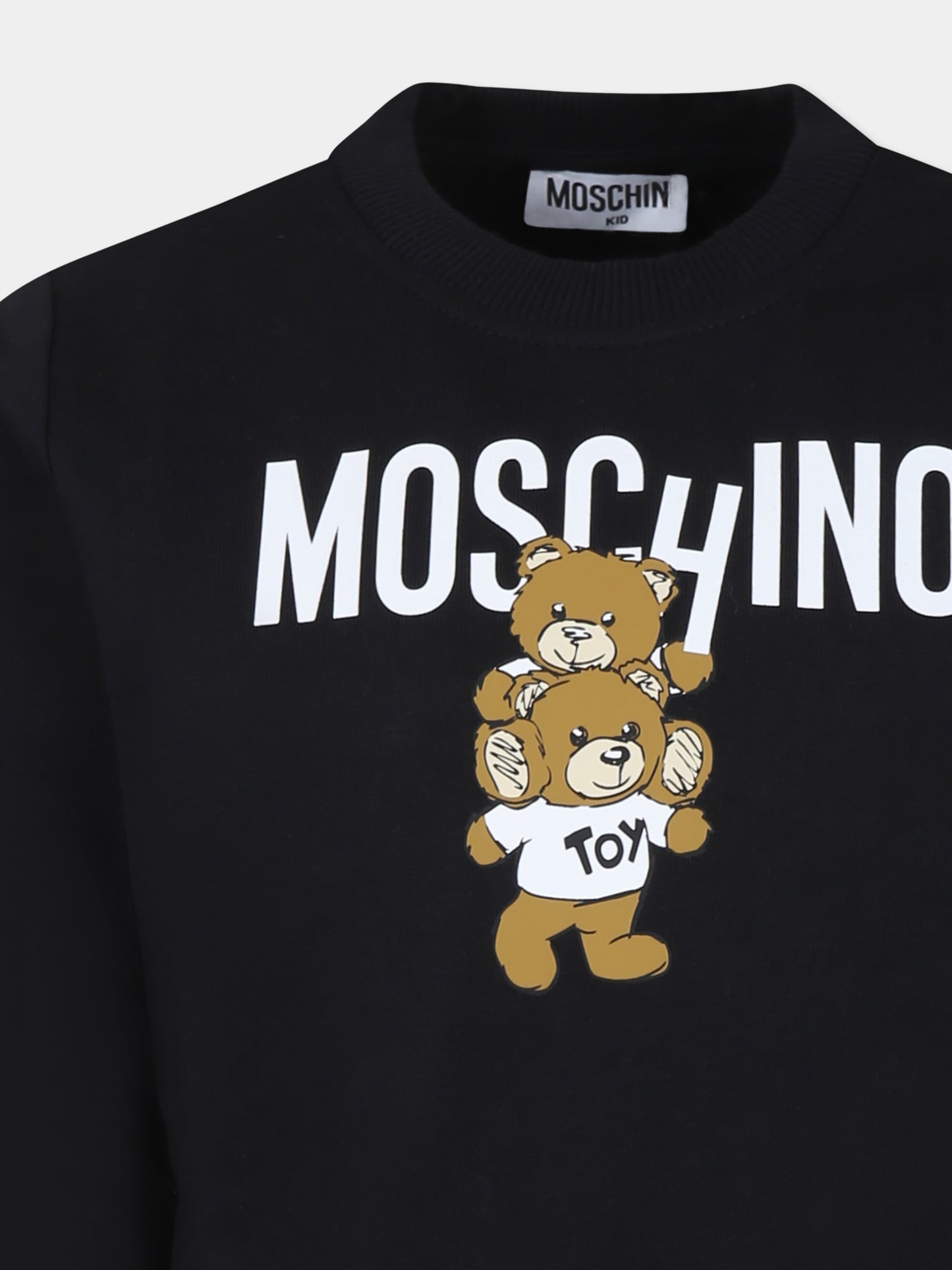 Felpa nera per bambini con due Teddy Bears,Moschino Kids,H6F05R LCA43 60100