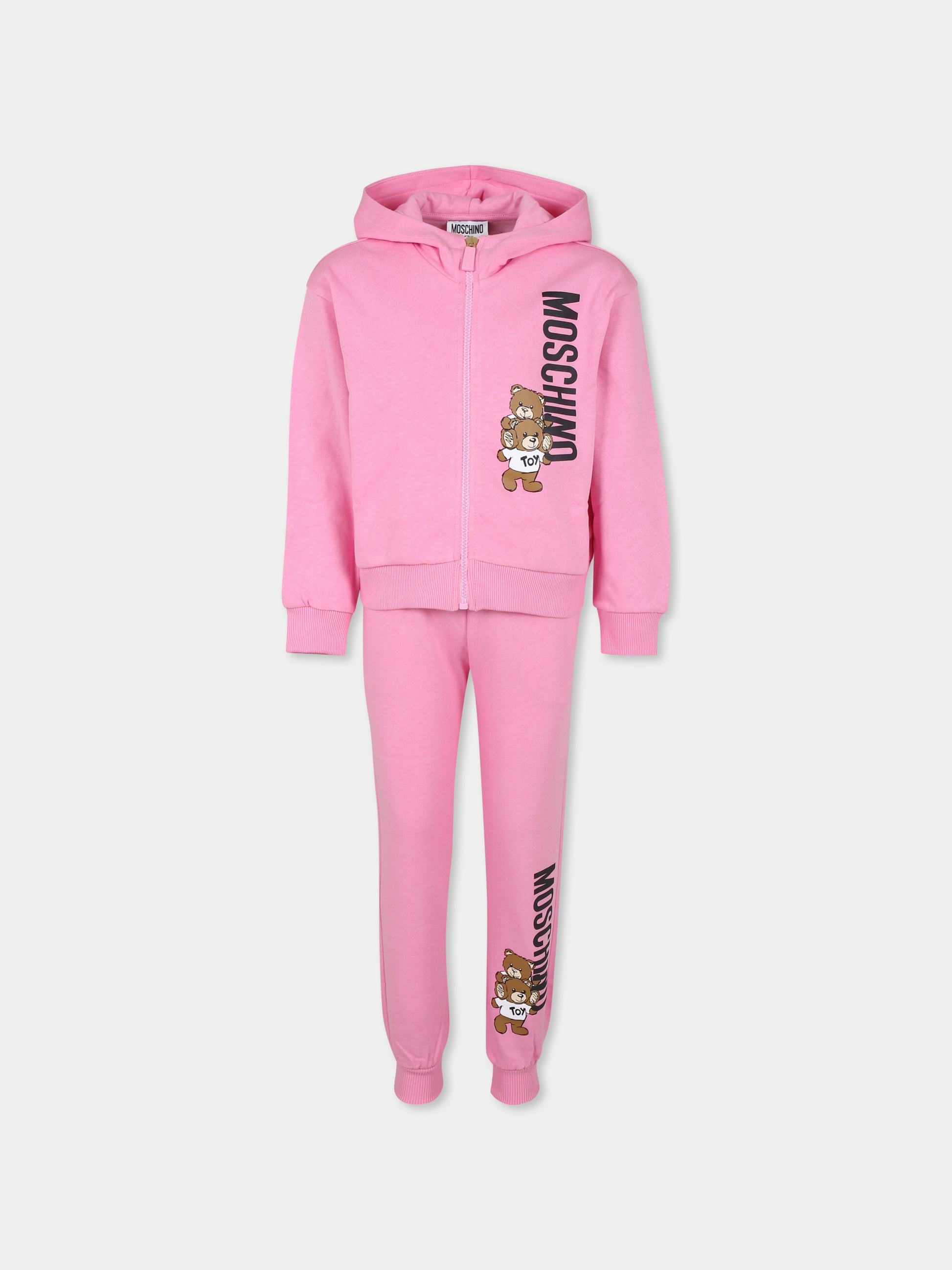 Completo rosa per bambina con Teddy Bear,Moschino Kids,HUK03X LCA14 50243