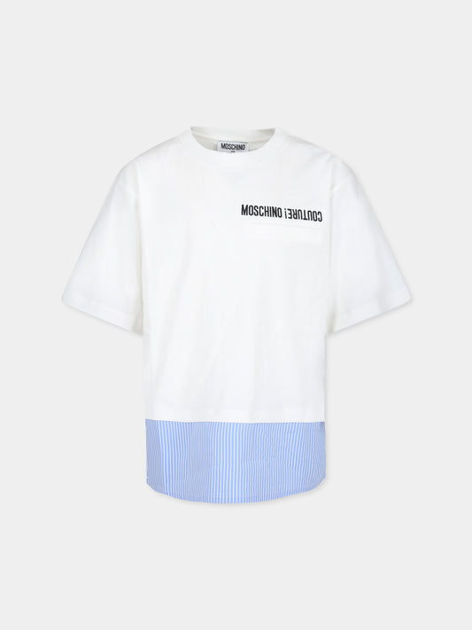 T-shirt bianca per bambino con logo,Moschino Kids,HUM04W LAA10 10101