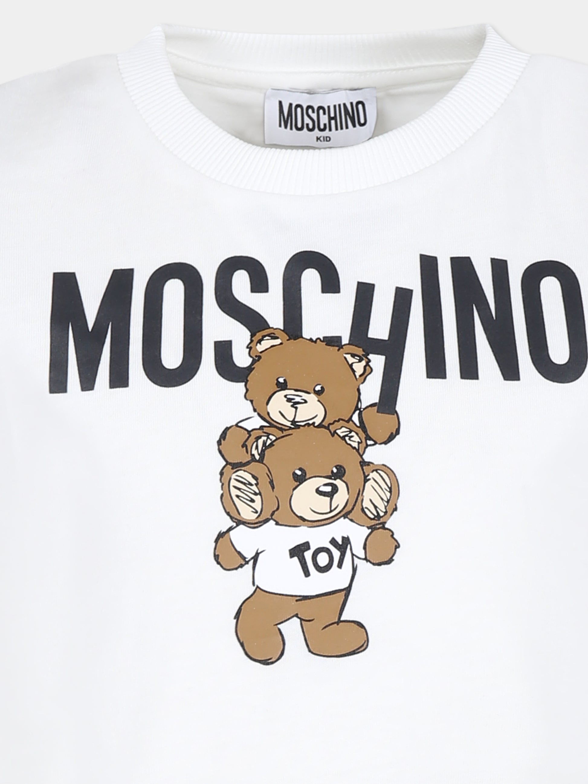 T-shirt avorio per bambini con due Teddy Bears,Moschino Kids,HVM04K LAA01 10063