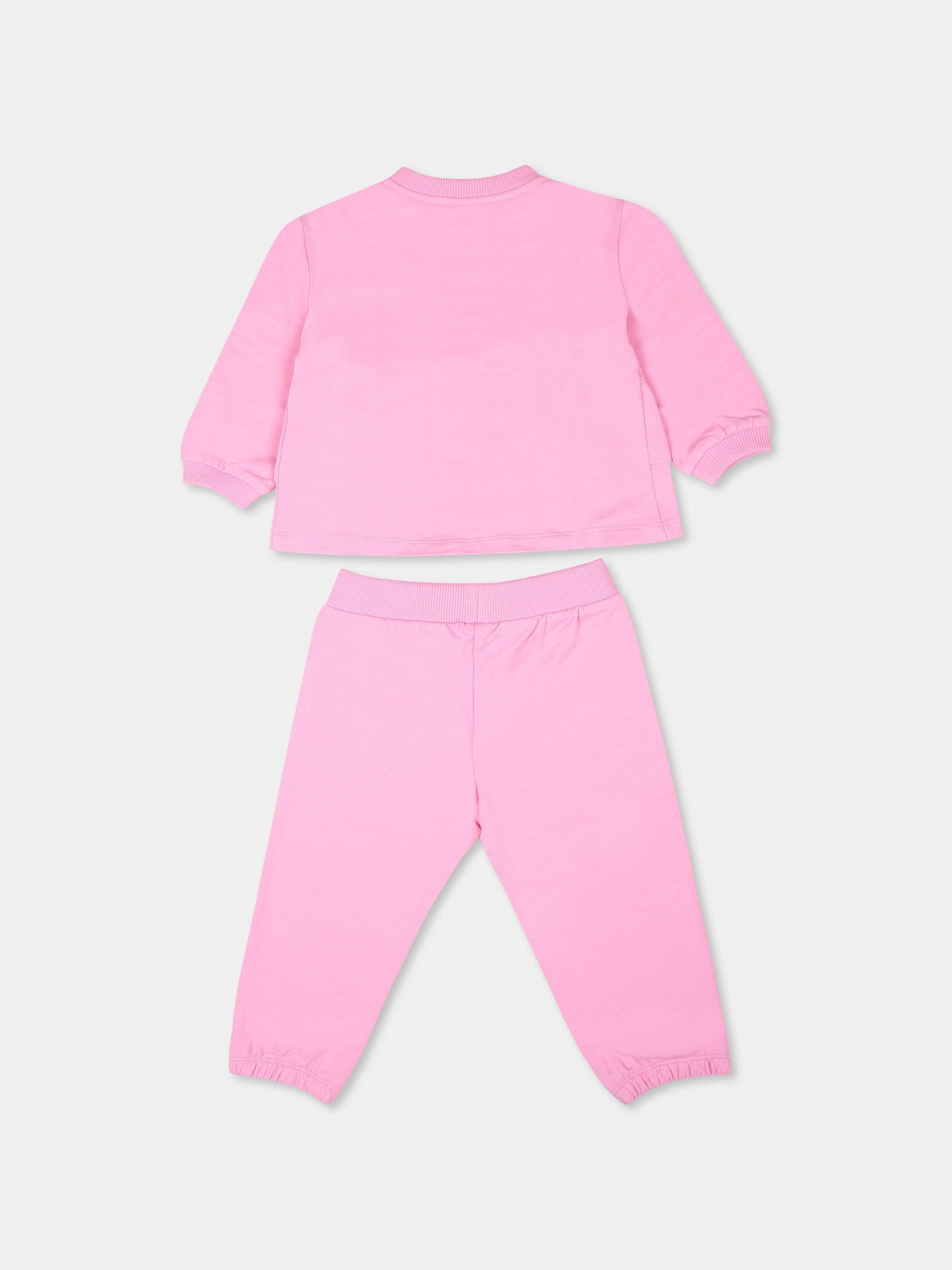 Completo rosa per neonata con Teddy Bear e cuori,Moschino Kids,MDK02Z LDA16 50243