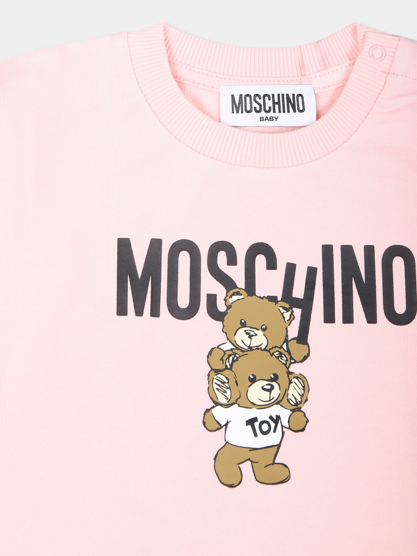 Vestito rosa per neonata con due Teddy Bear,Moschino Kids,MDV0BN LCA14 50209