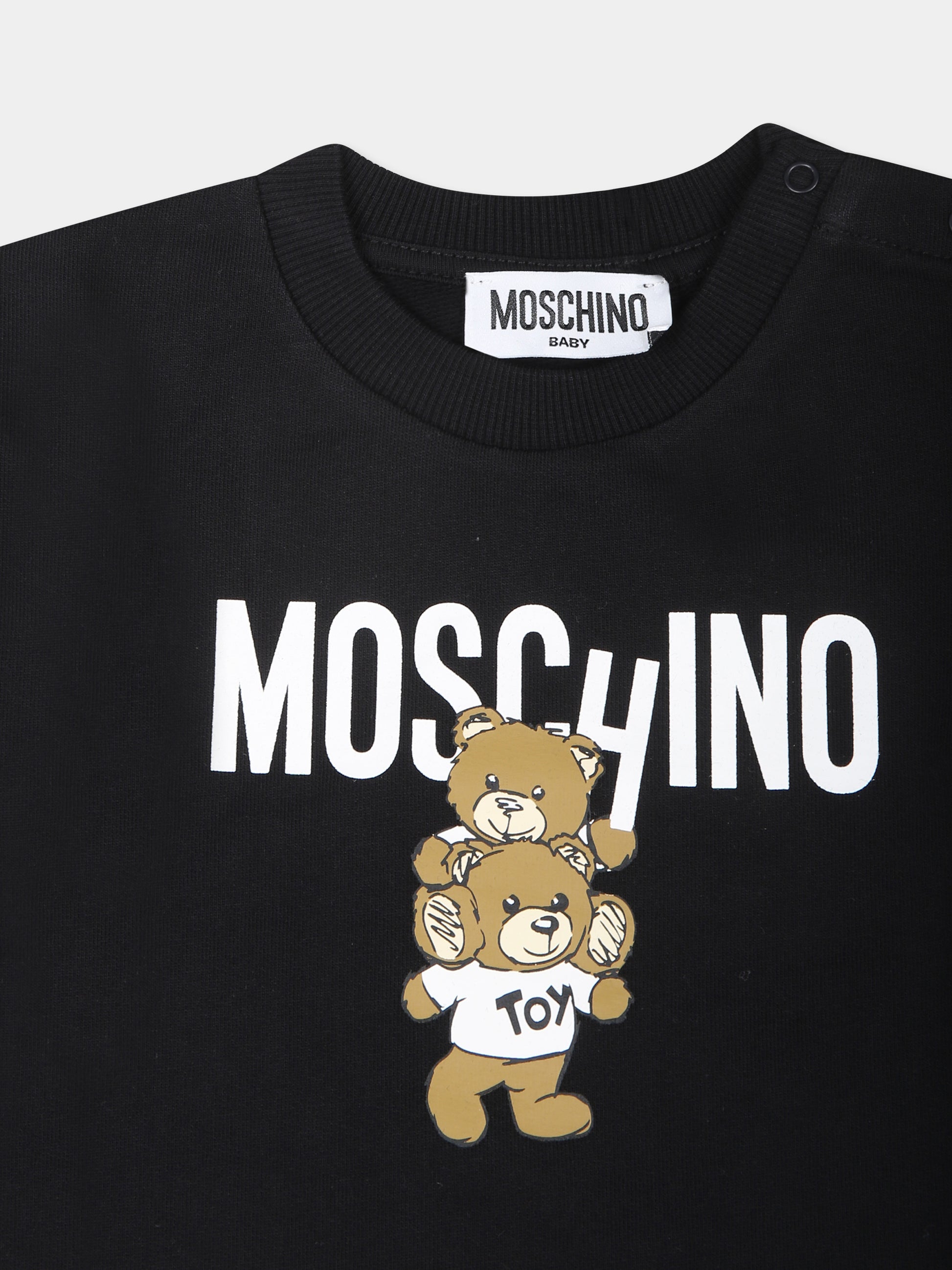 Vestito nero per neonata con due Teddy Bears,Moschino Kids,MDV0BN LCA14 60100