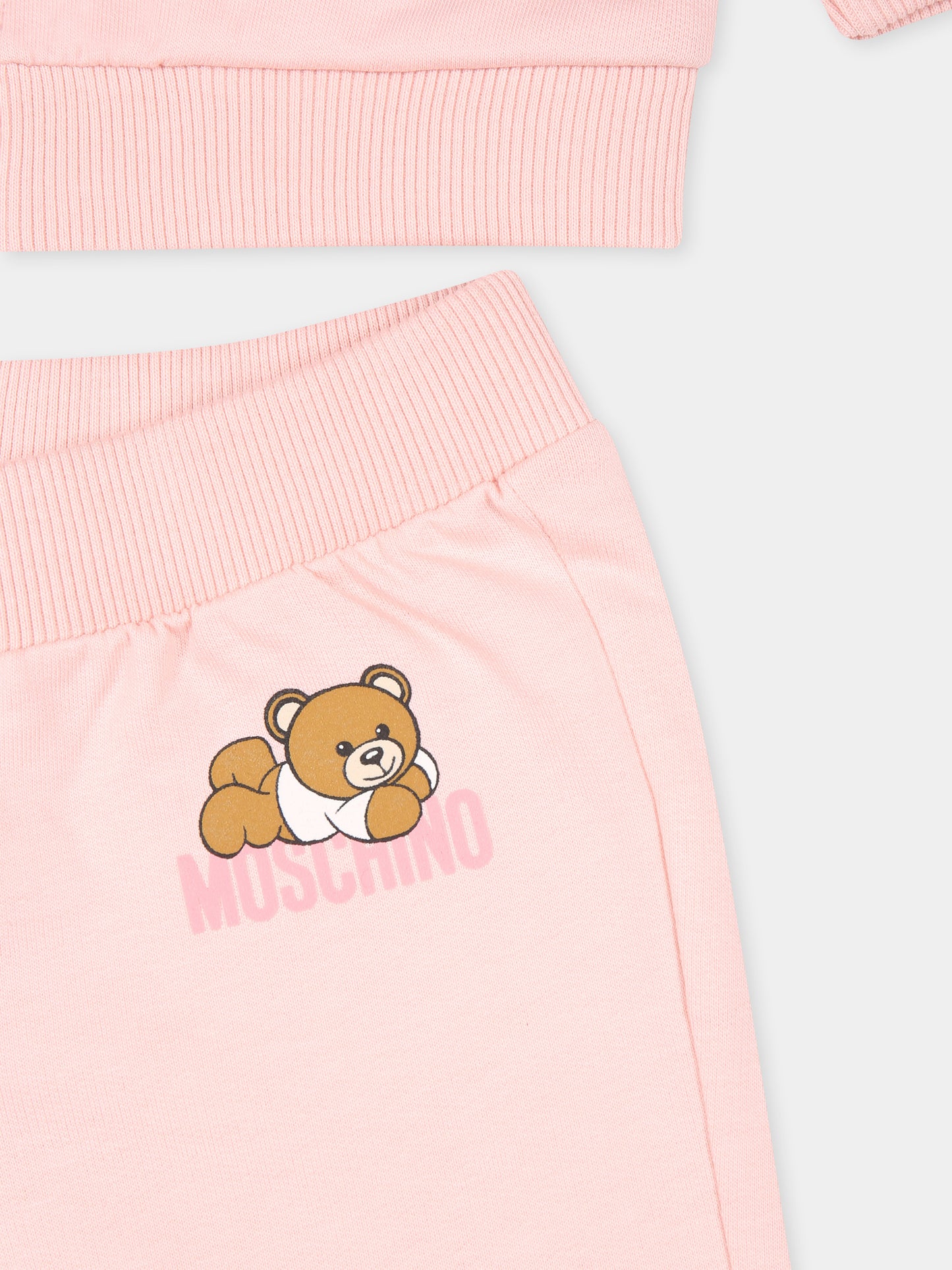 Completo rosa per neonata con Teddy Bear,Moschino Kids,MMK04P LCA63 50209