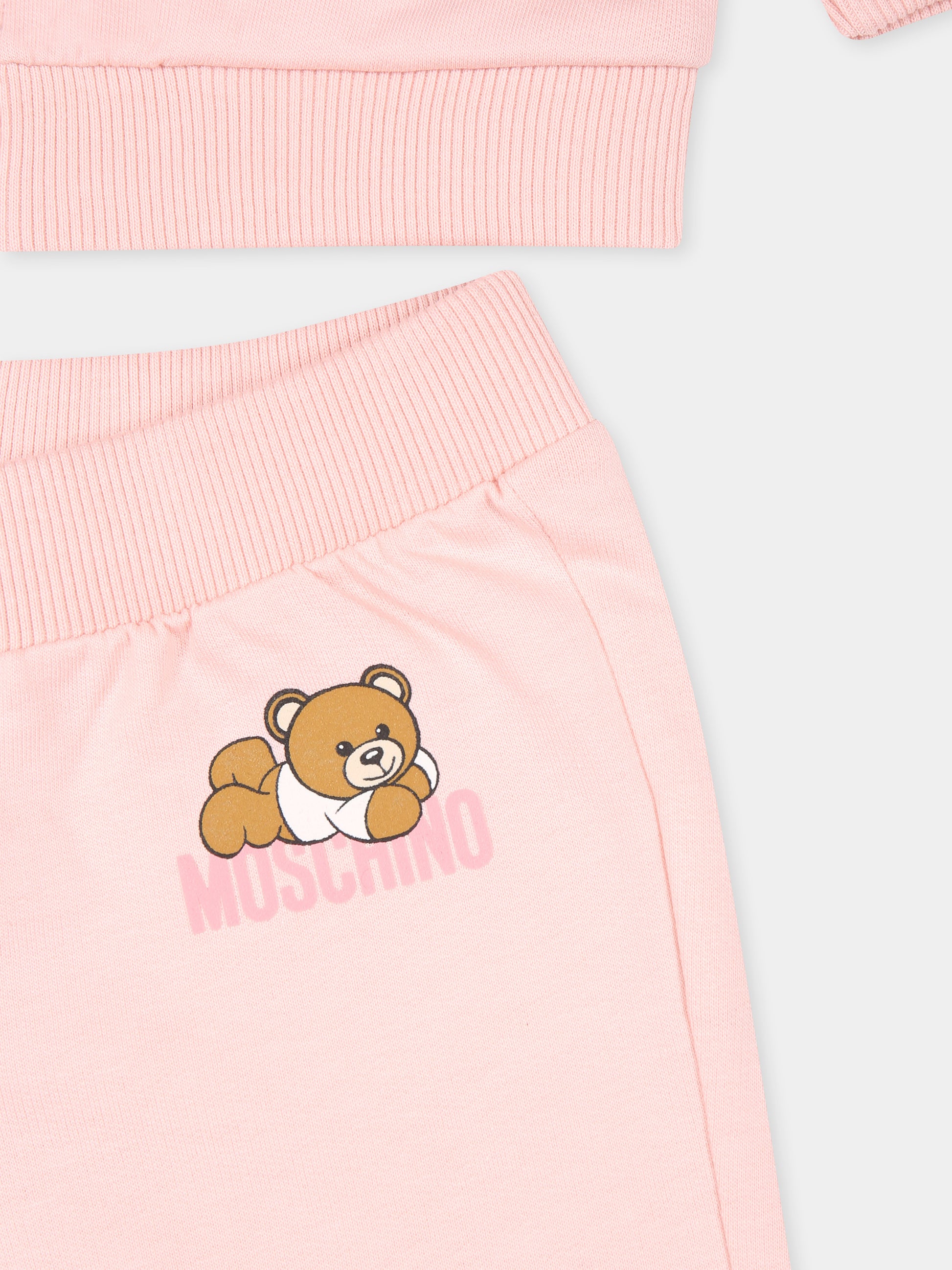 Completo rosa per neonata con Teddy Bear,Moschino Kids,MMK04P LCA63 50209