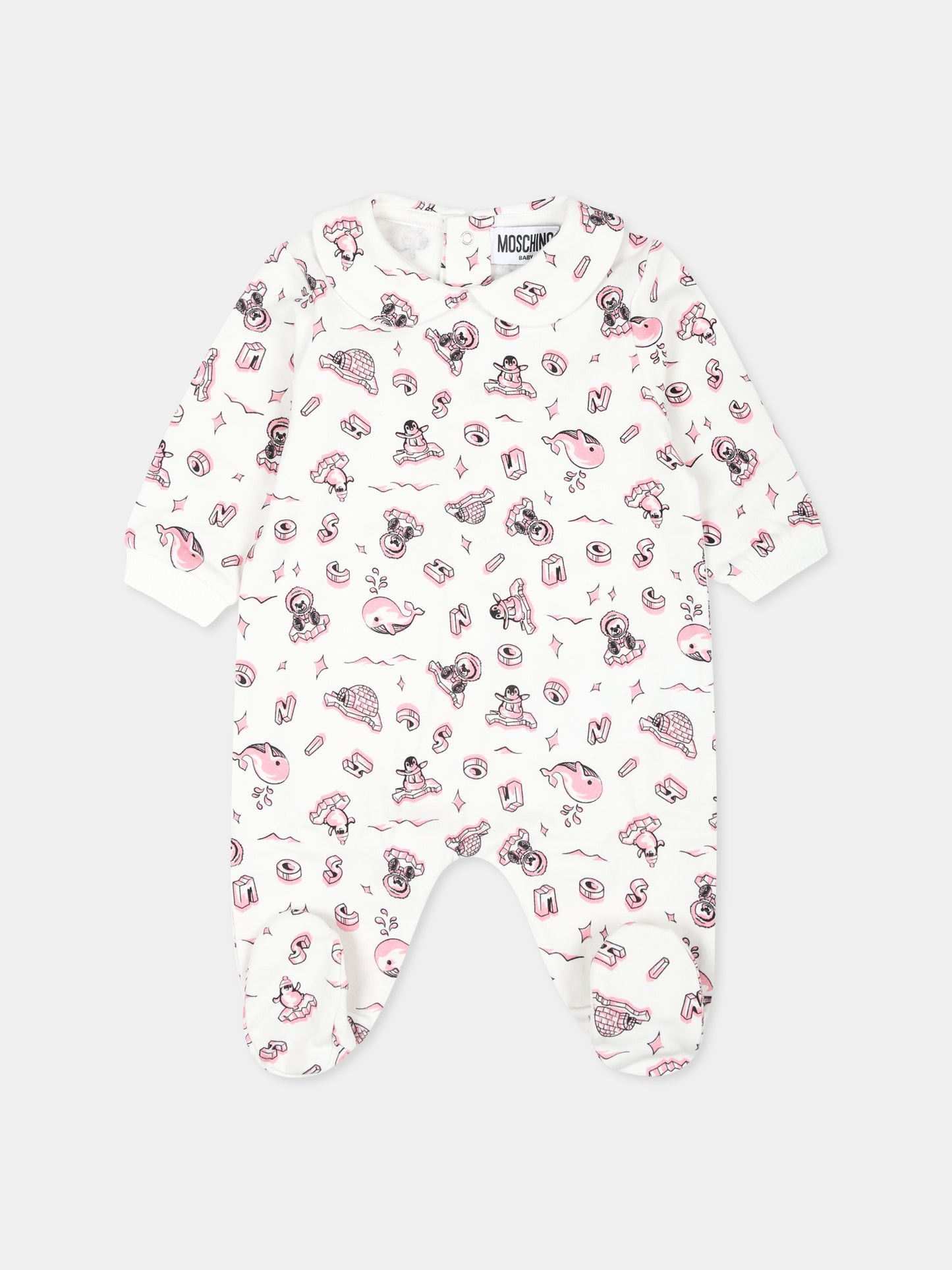 Set tutina rosa per neonata con Teddy Bear e logo,Moschino Kids,MNY028 LDB4C 83628