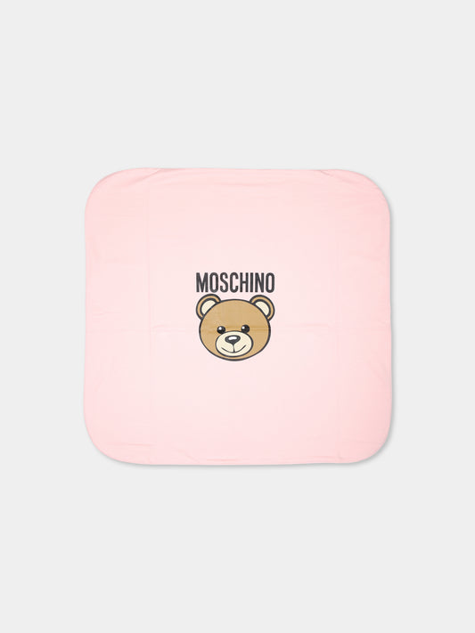 Coperta rosa per neonata con Teddy Bear,Moschino Kids,MUB00G LCA40 50209