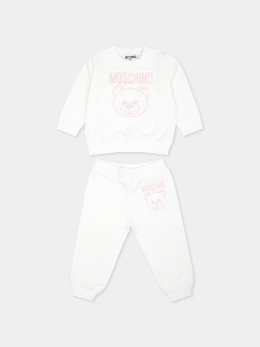 Completo avorio per neonata con Teddy Bear,Moschino Kids,MUK051 LCA40 84324