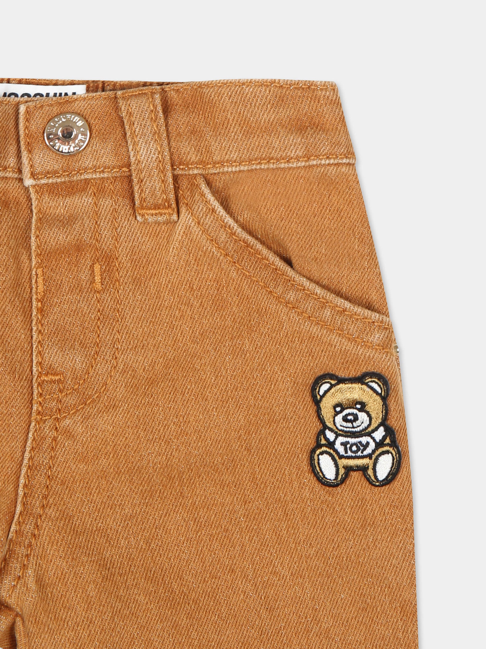 Pantaloni marroni per neonato con Teddy Bear,Moschino Kids,MUP051 LXE56 20327