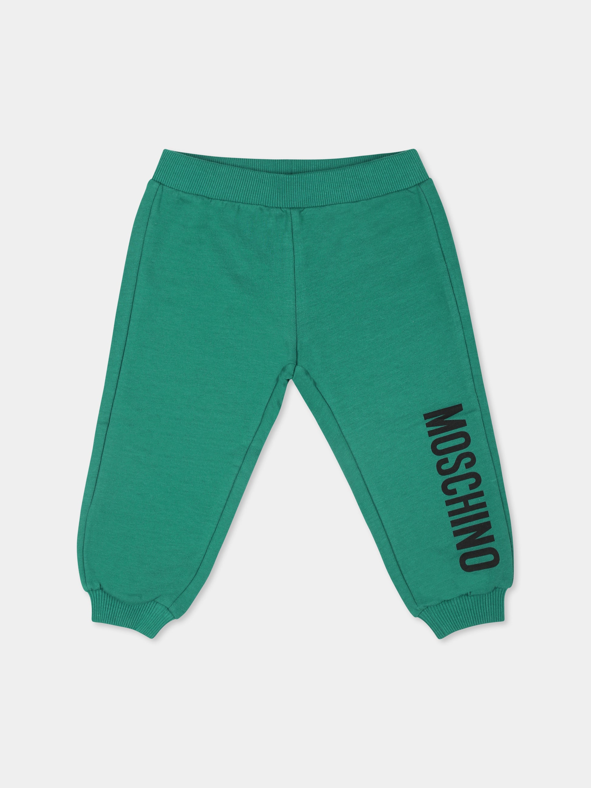 Pantaloni verdi per neonati con logo,Moschino Kids,MUP058 LDA18 30139