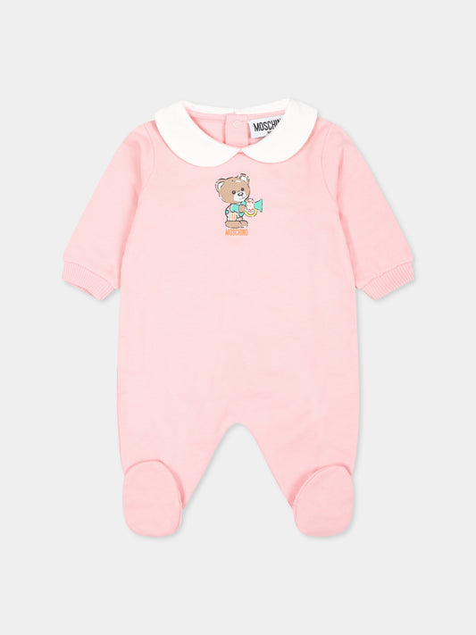 Tutina rosa per neonata con Teddy Bear,Moschino Kids,MUT041 LCA40 50209